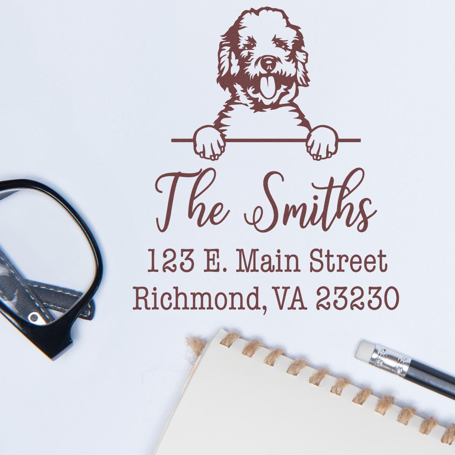 Wood Handle Labradoodle Customizable Easy-To-Use Address Stamp for Envelopes - Engineer Seal Stamps