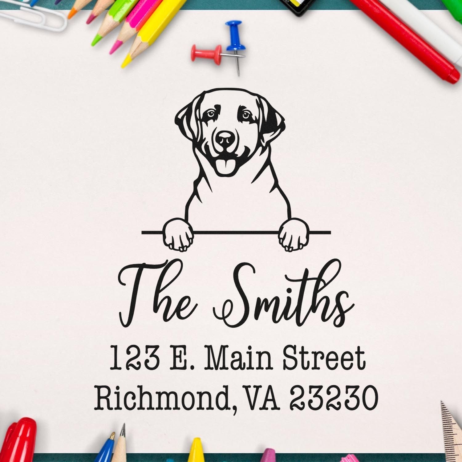 Slim Pre-Inked Labrador Retriever Customized Dog Return Address Stamp - Engineer Seal Stamps