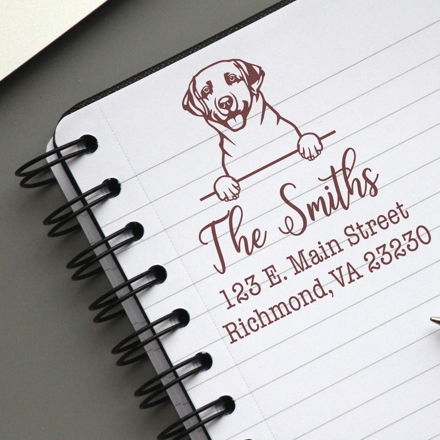 Wood Handle Labrador Retriever Customizable Easy-To-Use Address Stamper - Engineer Seal Stamps
