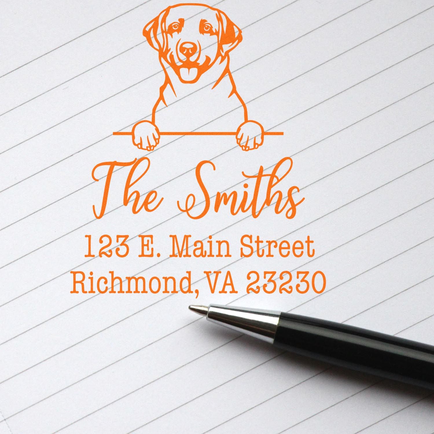 Slim Pre-Inked Labrador Retriever Customized Dog Return Address Stamp - Engineer Seal Stamps
