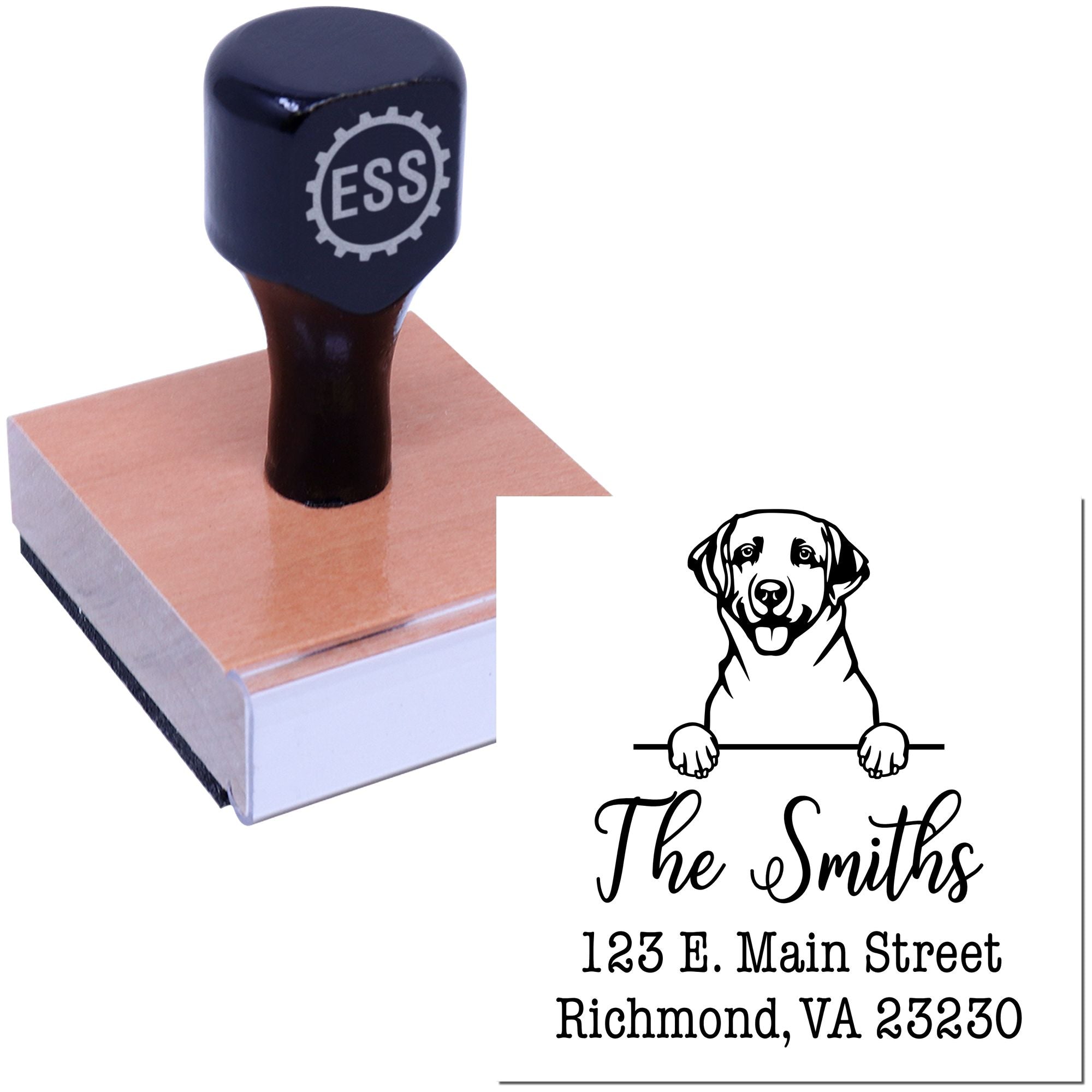 Wood Handle Labrador Retriever Customizable Easy-To-Use Address Stamper - Engineer Seal Stamps