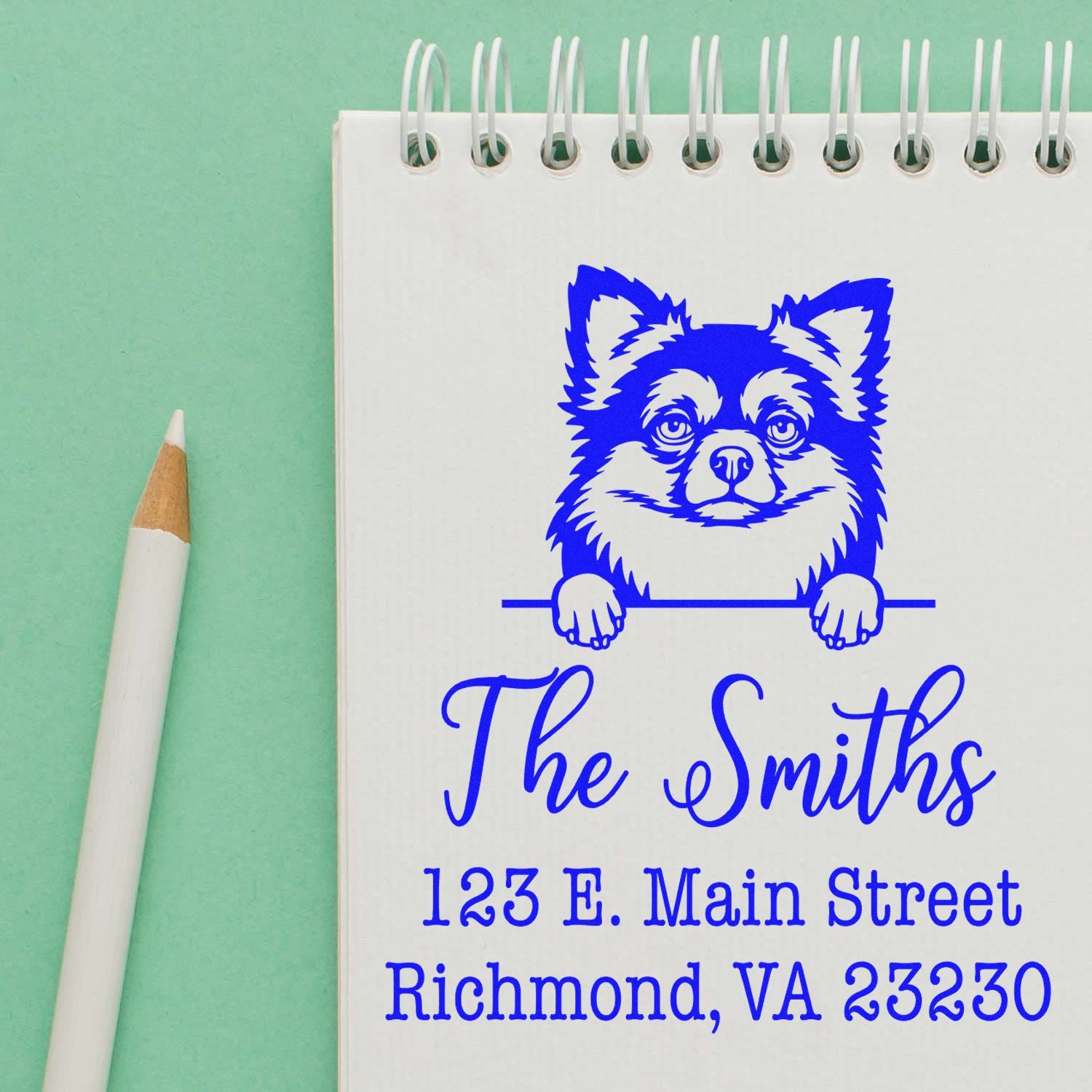 Self-Inking Long Haired Chihuahua Handcrafted Stamper - Engineer Seal Stamps