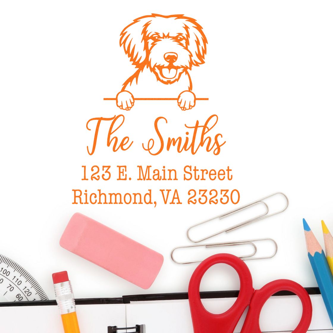 Slim Pre-Inked Miniature Golden Doodle Customized Mail Label Stamp - Engineer Seal Stamps