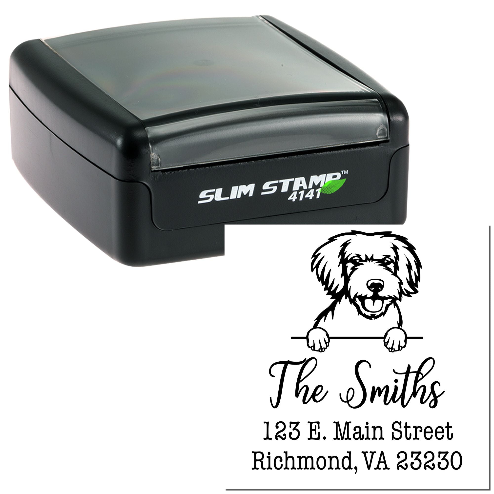 Slim Pre-Inked Miniature Golden Doodle Customized Mail Label Stamp - Engineer Seal Stamps