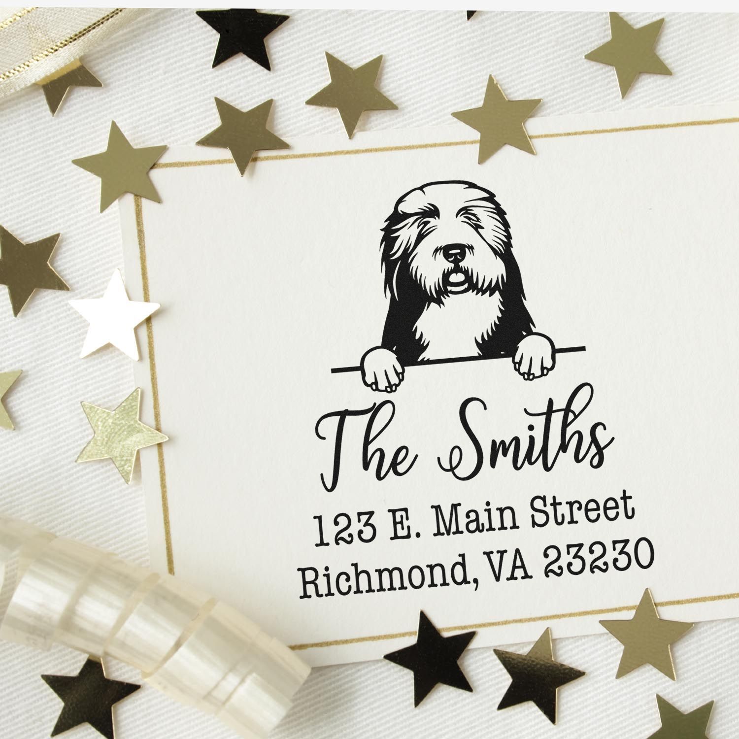 PSI Pre-Inked Old English Sheepdogs Personalizable High-Quality Address Stamp - Engineer Seal Stamps