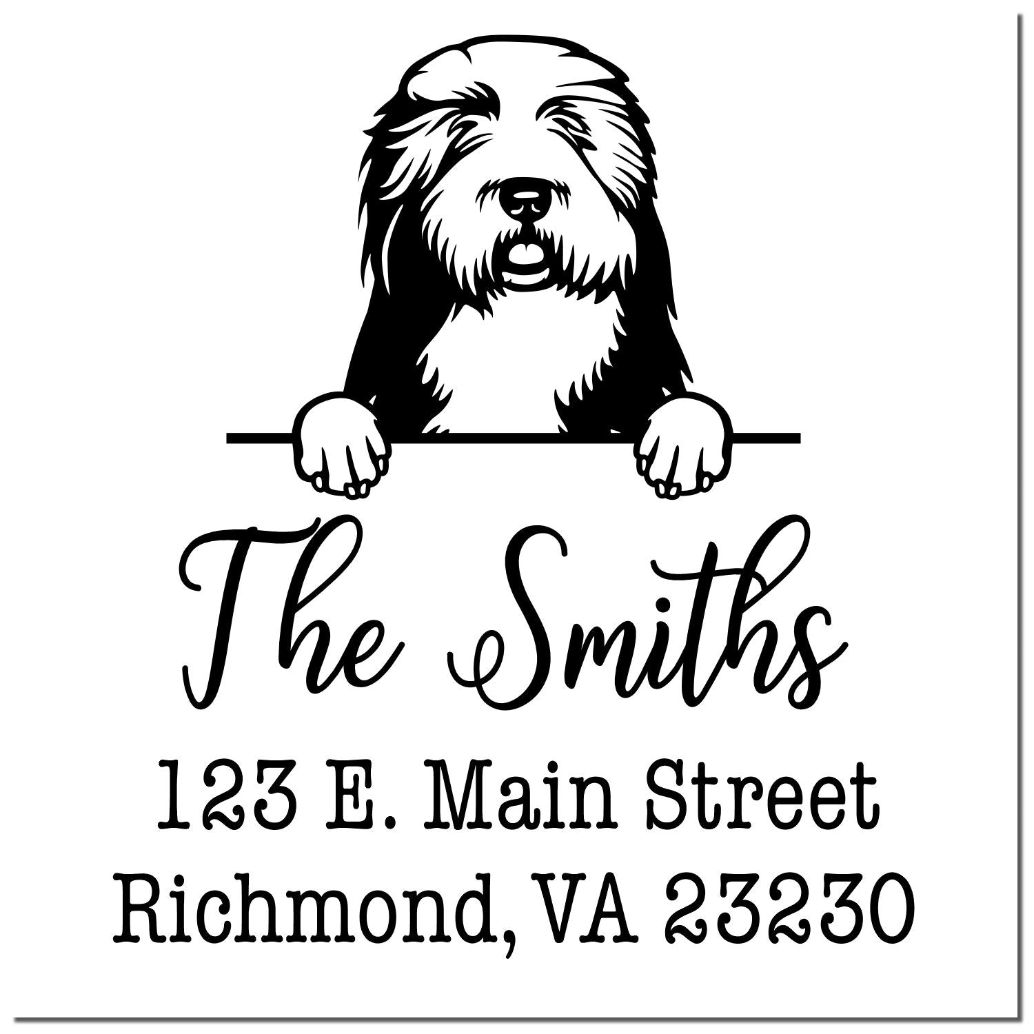 Wood Handle Old English Sheepdogs Customizable Home Address Stamp - Engineer Seal Stamps