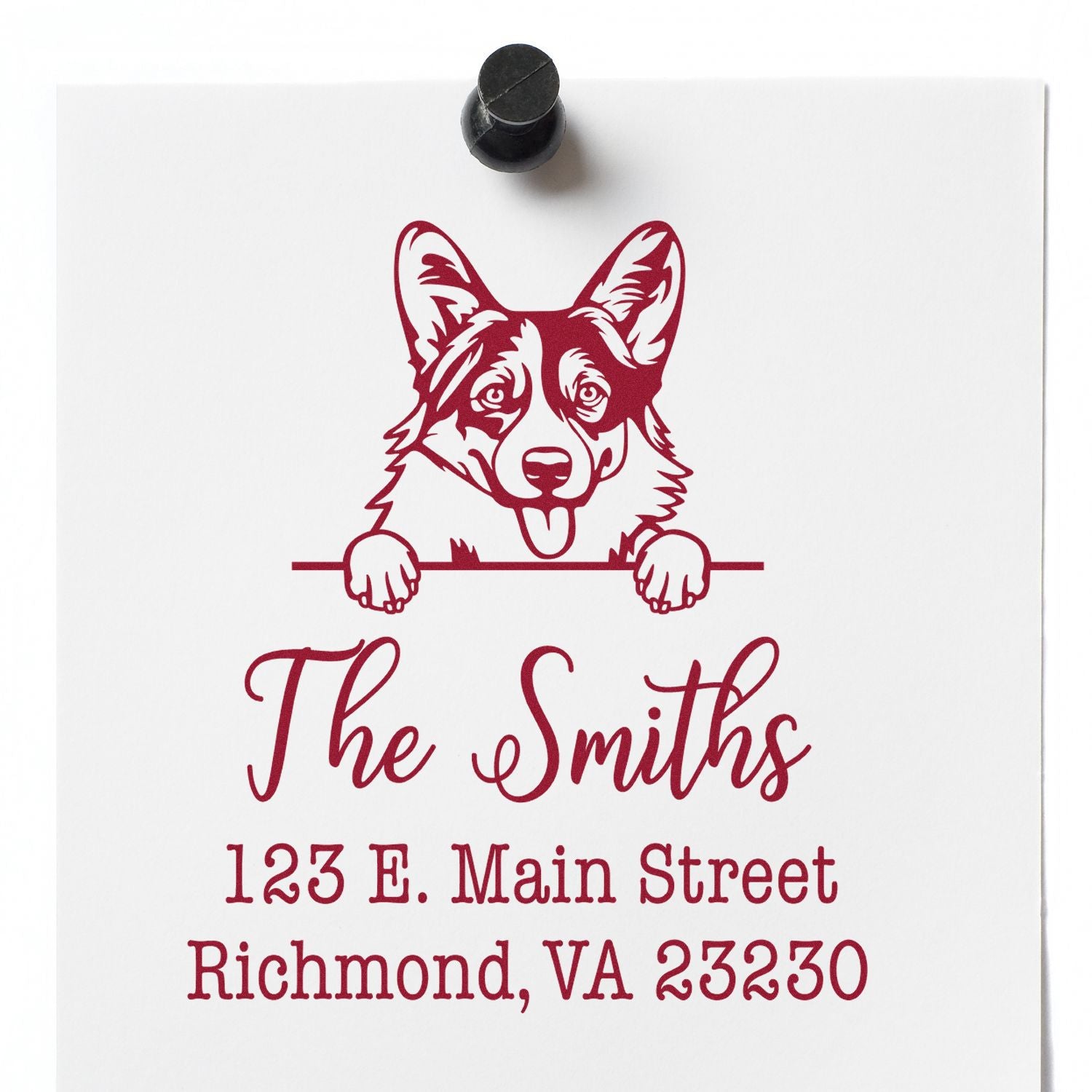 PSI Pre-Inked Pembroke Welsh Corgis Personalizable High-Quality Address Stamp for Envelopes - Engineer Seal Stamps