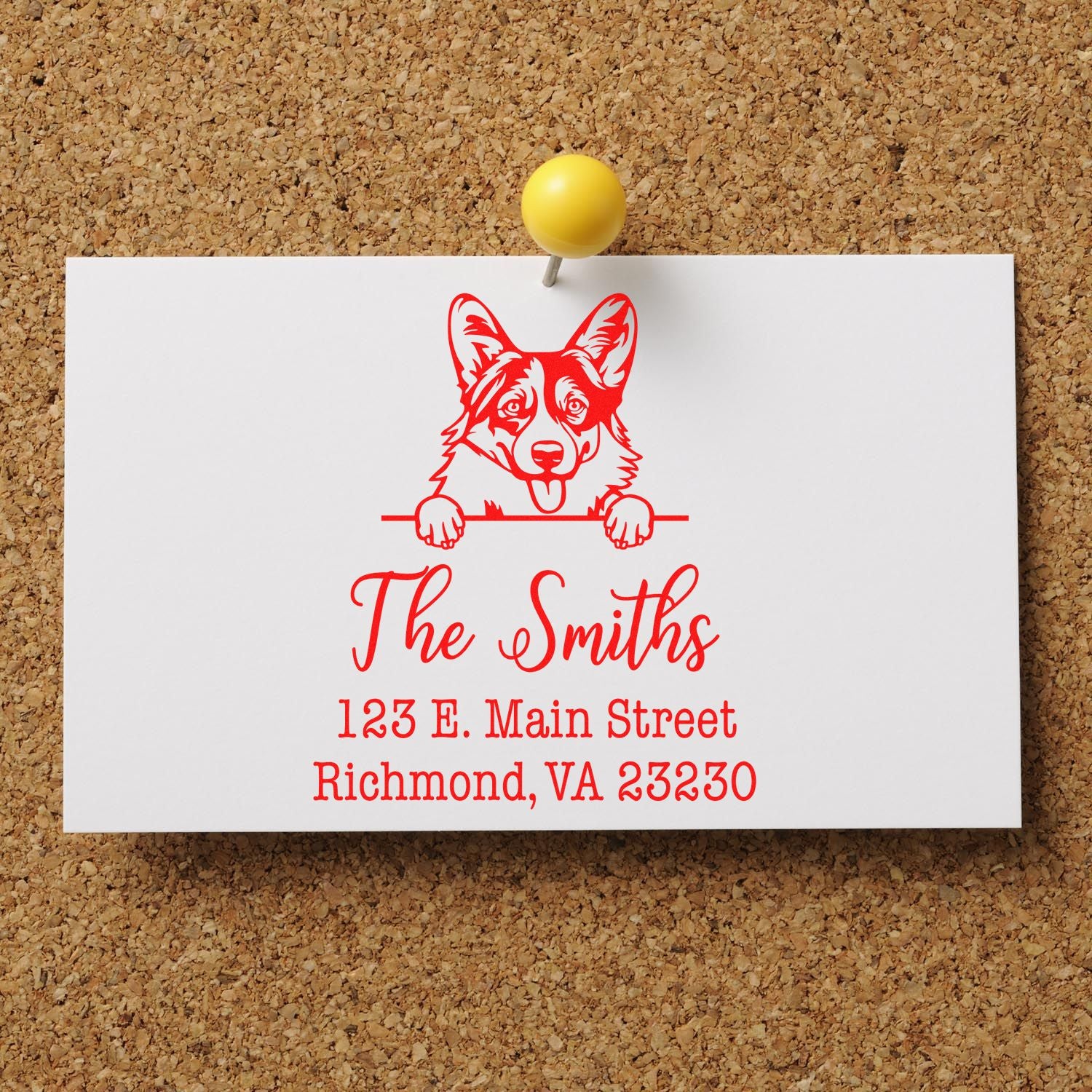 PSI Pre-Inked Pembroke Welsh Corgis Personalizable High-Quality Address Stamp for Envelopes - Engineer Seal Stamps
