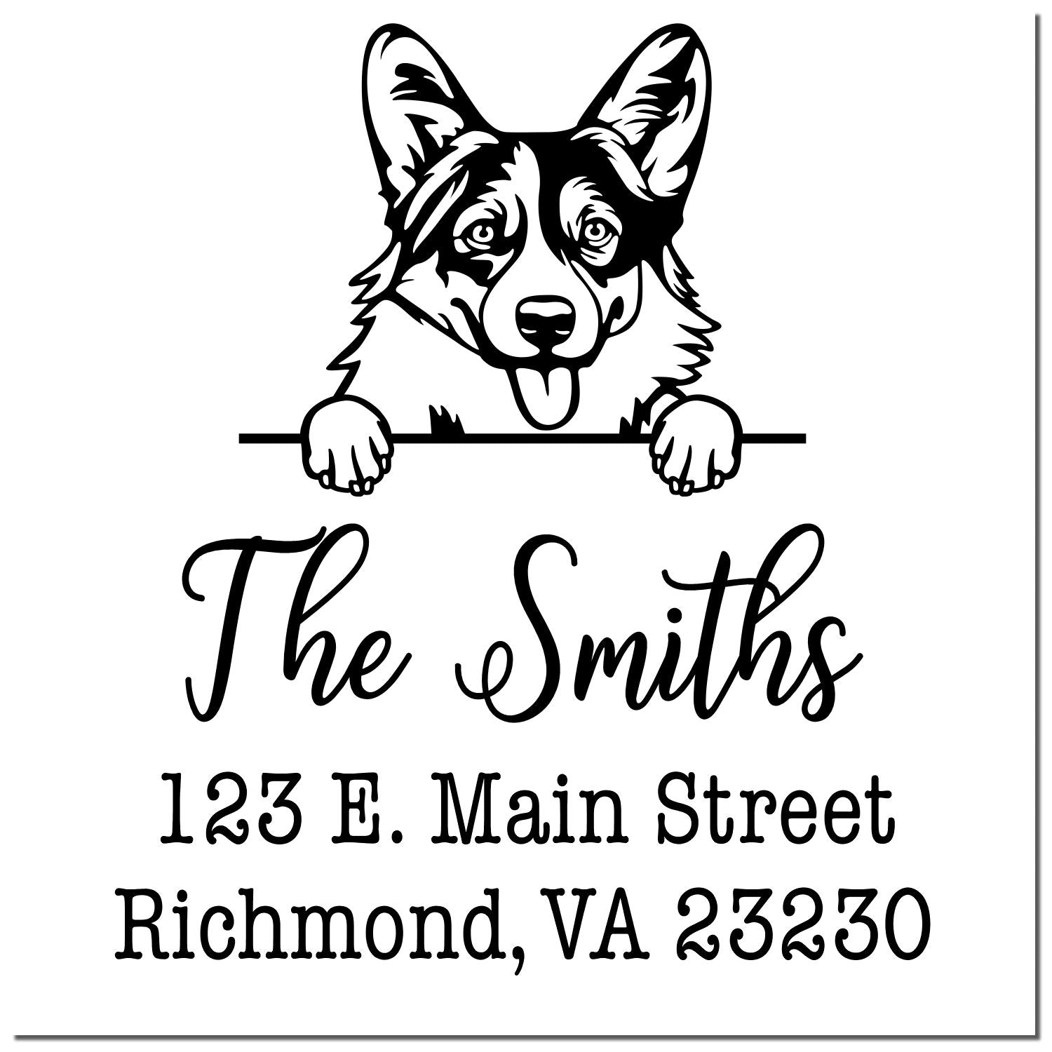 Wood Handle Pembroke Welsh Corgis Customizable Home Address Stamp - Engineer Seal Stamps