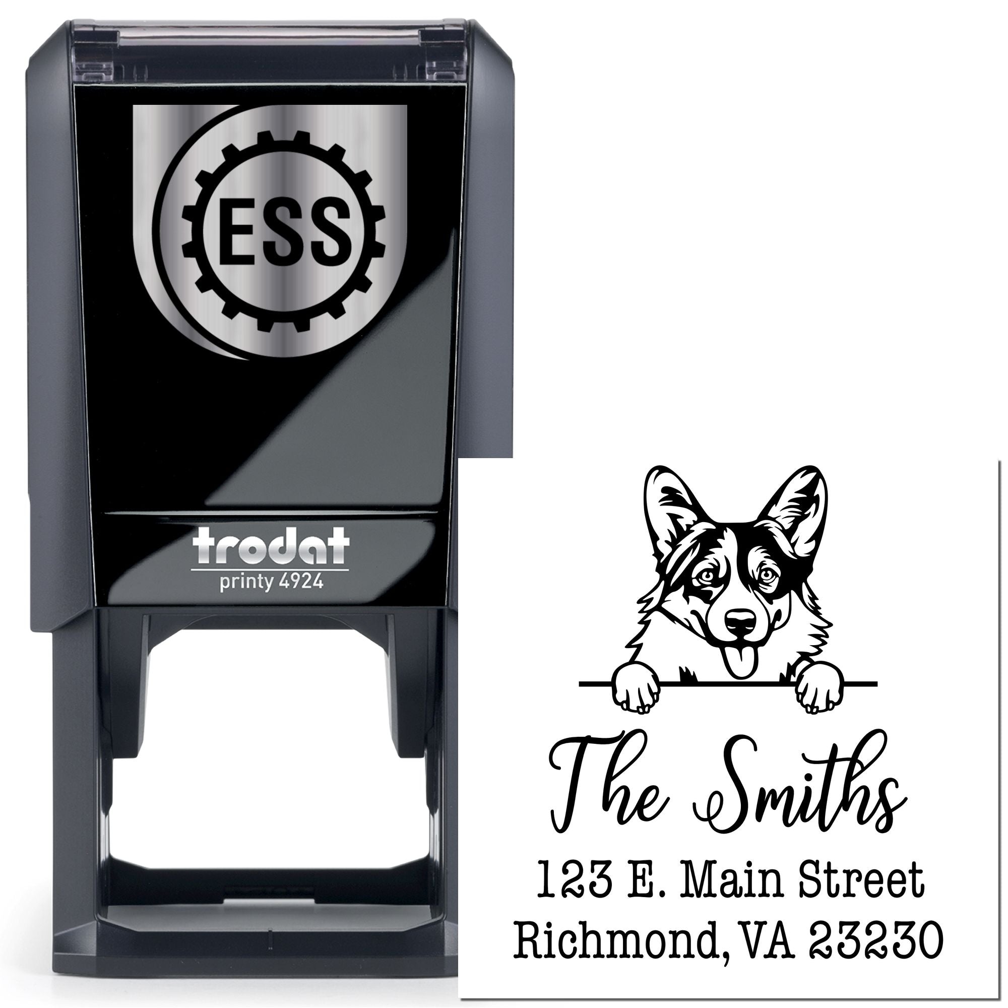 Self-Inking Pembroke Welsh Corgis Handcrafted Address Label Stamper - Engineer Seal Stamps