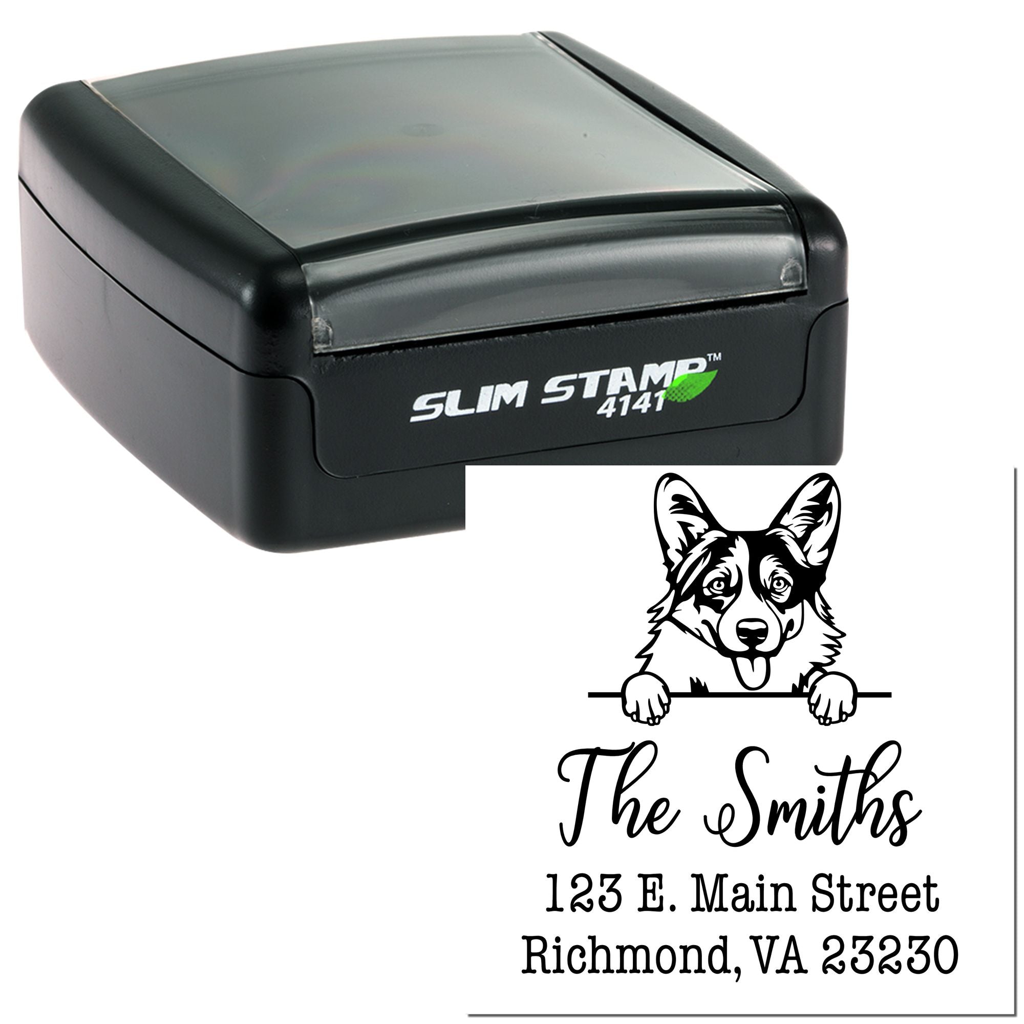 Slim Pre-Inked Pembroke Welsh Corgis Customized Rubber Stamp - Engineer Seal Stamps