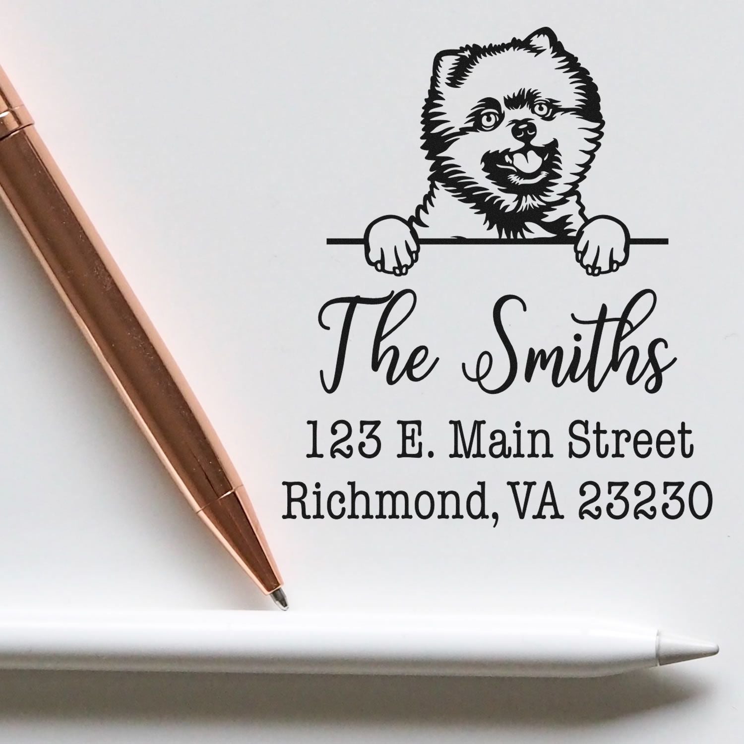 PSI Pre-Inked Pomeranians Personalizable Home Address Rubber Stamp - Engineer Seal Stamps