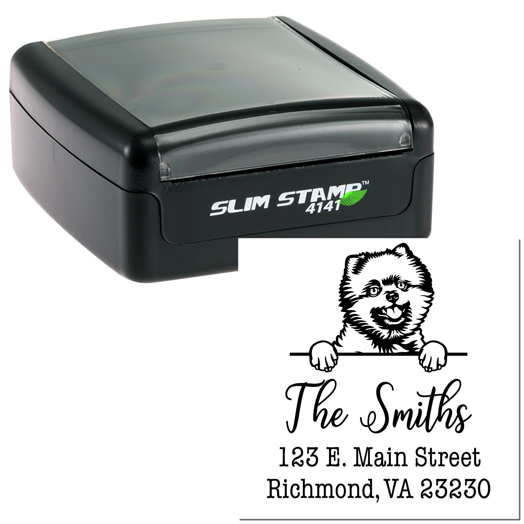 Slim Pre-Inked Pomeranians Personalized Address Stamp - Engineer Seal Stamps