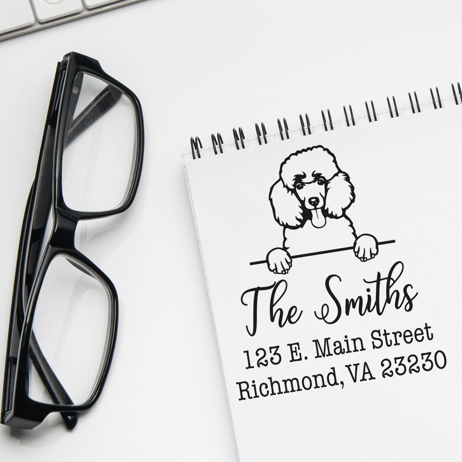 Wood Handle Poodle Customizable Home Address Stamp for Envelopes - Engineer Seal Stamps