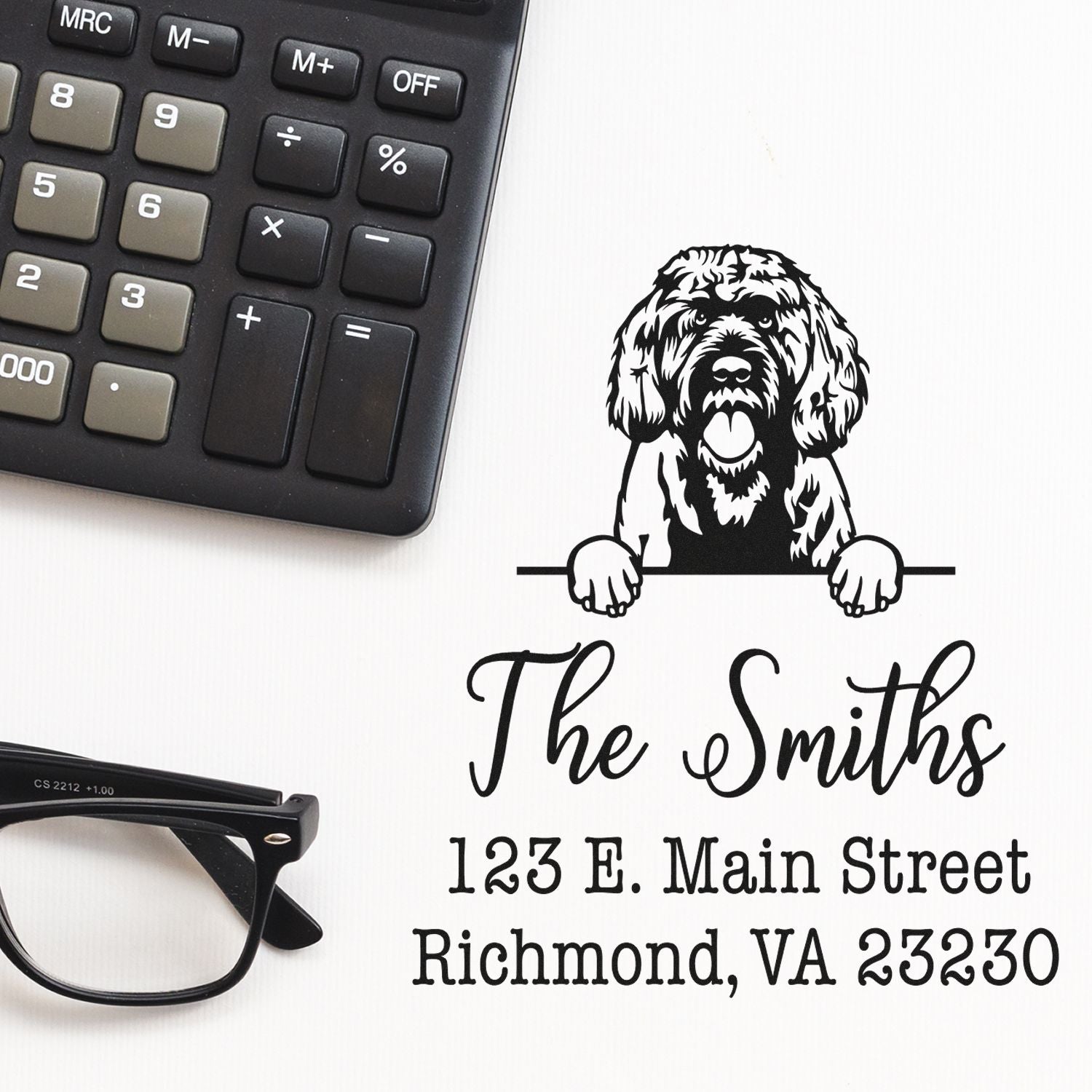 Self-Inking Portuguese Water Dog Handcrafted Address Return Stamp for Envelopes - Engineer Seal Stamps