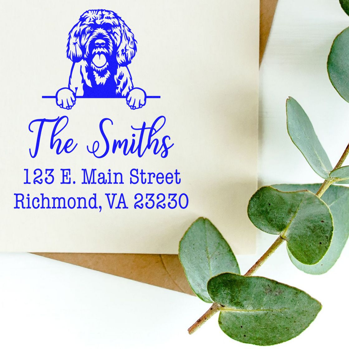 Slim Pre-Inked Portuguese Water Dog Personalized Return Address Stamp - Engineer Seal Stamps