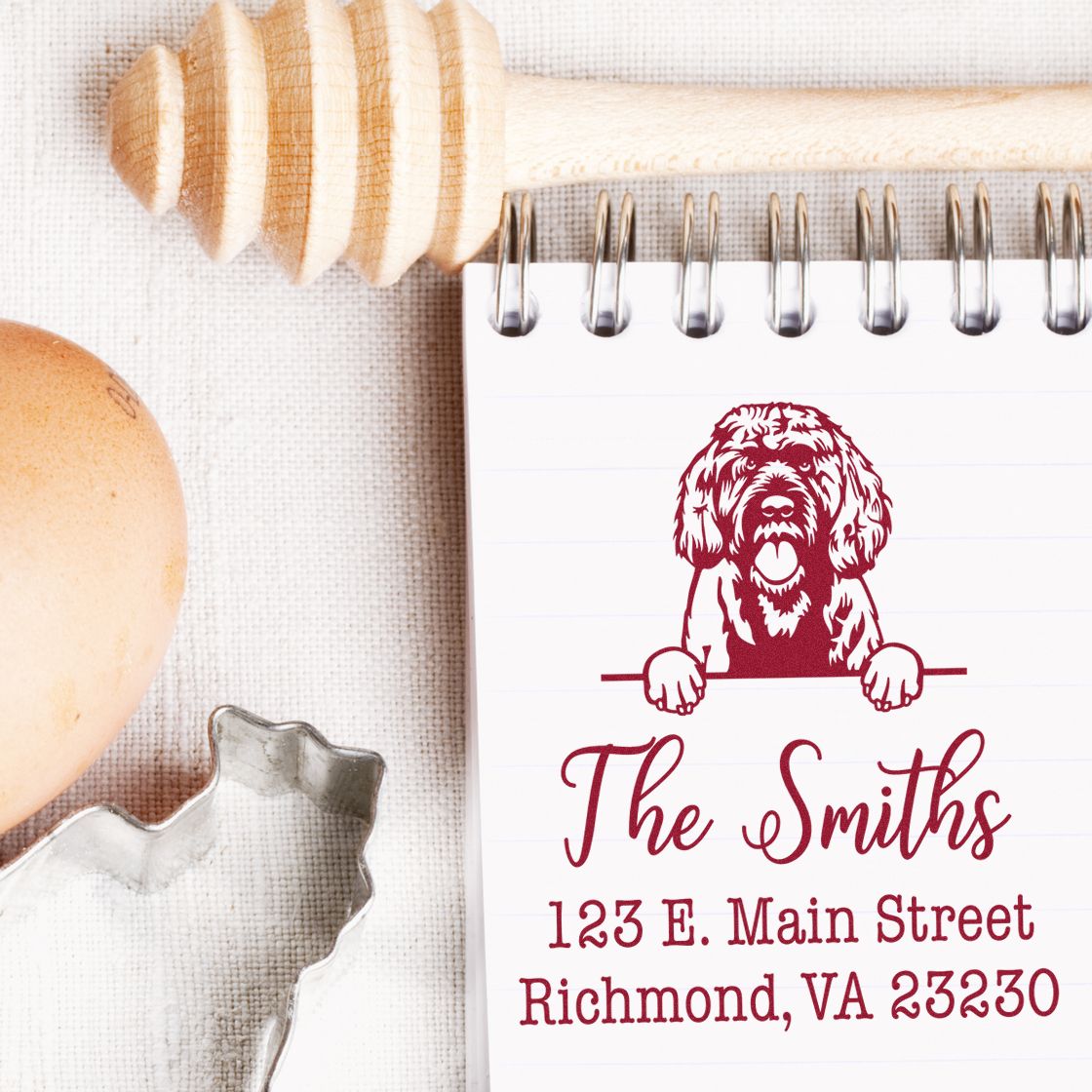 Wood Handle Portuguese Water Dog Customizable Home Address Stamper - Engineer Seal Stamps