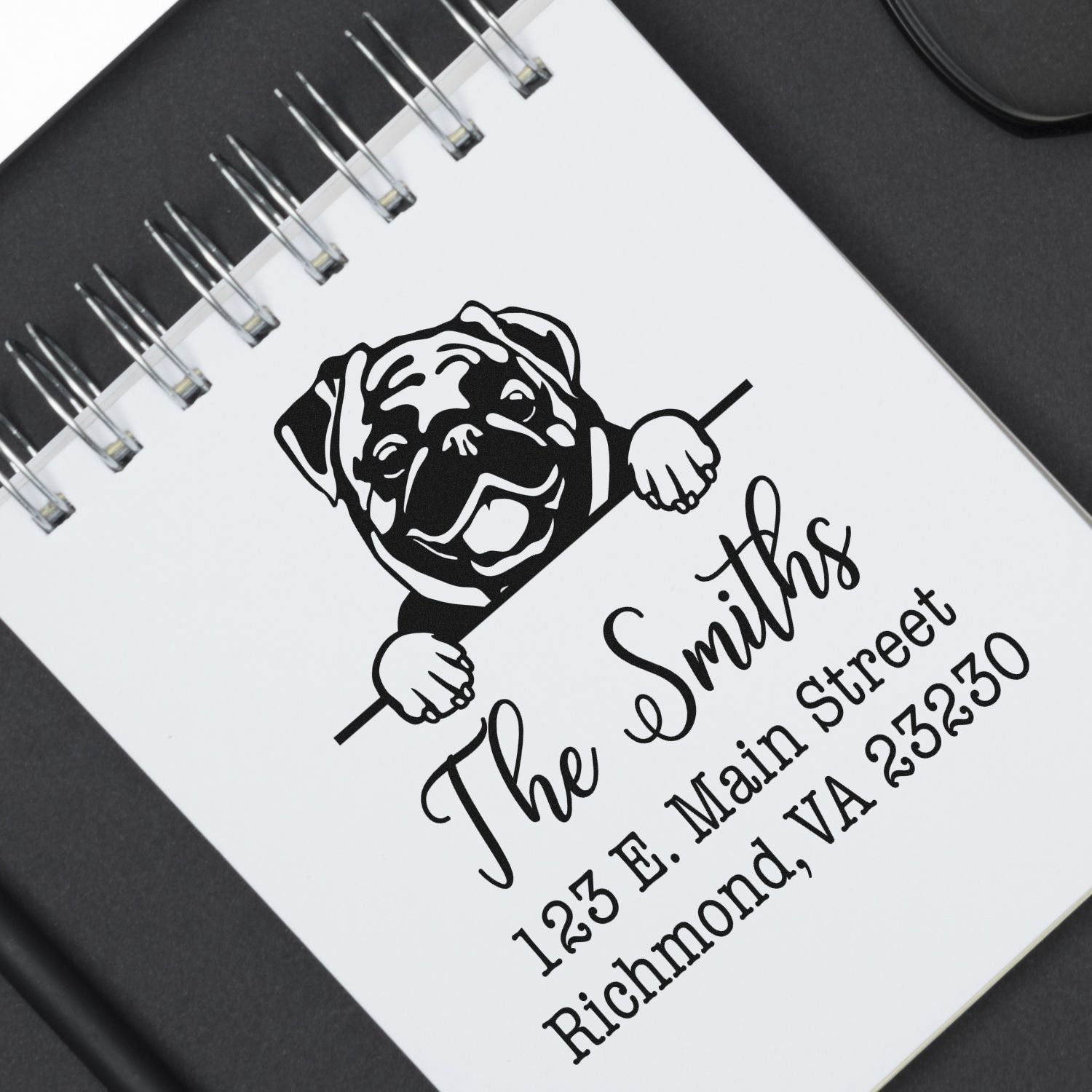 PSI Pre-Inked Pug Personalizable Home Address Stamp - Engineer Seal Stamps