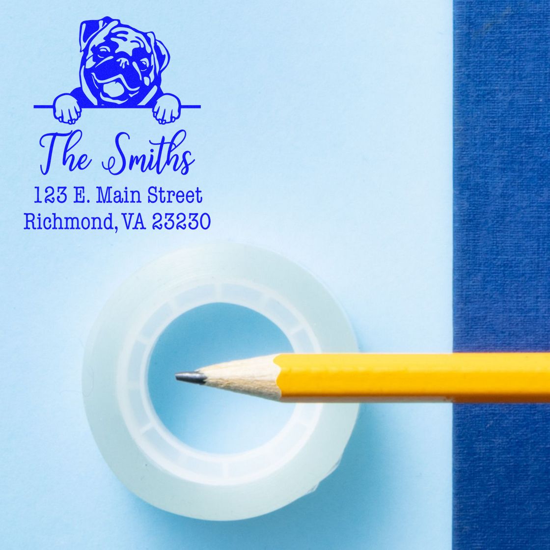 Slim Pre-Inked Pug Personalized Name and Address Stamp - Engineer Seal Stamps