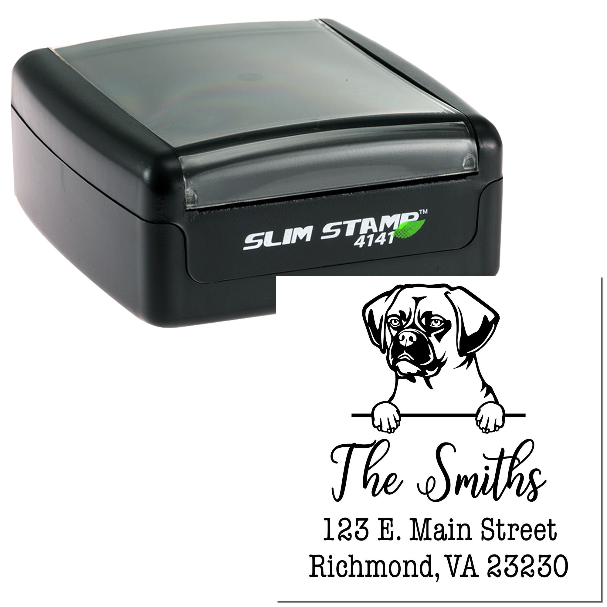 Slim Pre-Inked Puggle Personalized Return Address Rubber Stamp - Engineer Seal Stamps
