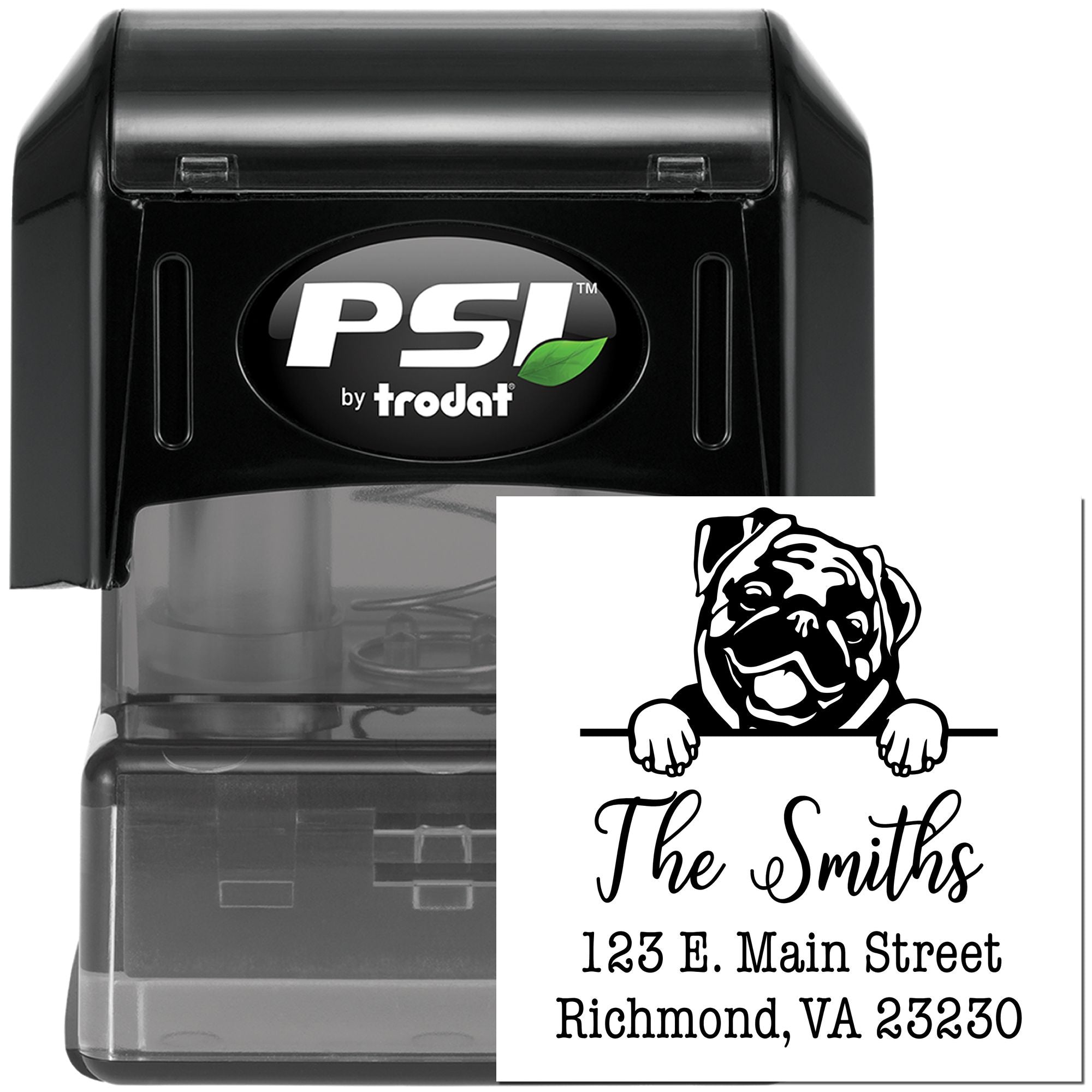 PSI Pre-Inked Pug Personalizable Home Address Stamp - Engineer Seal Stamps