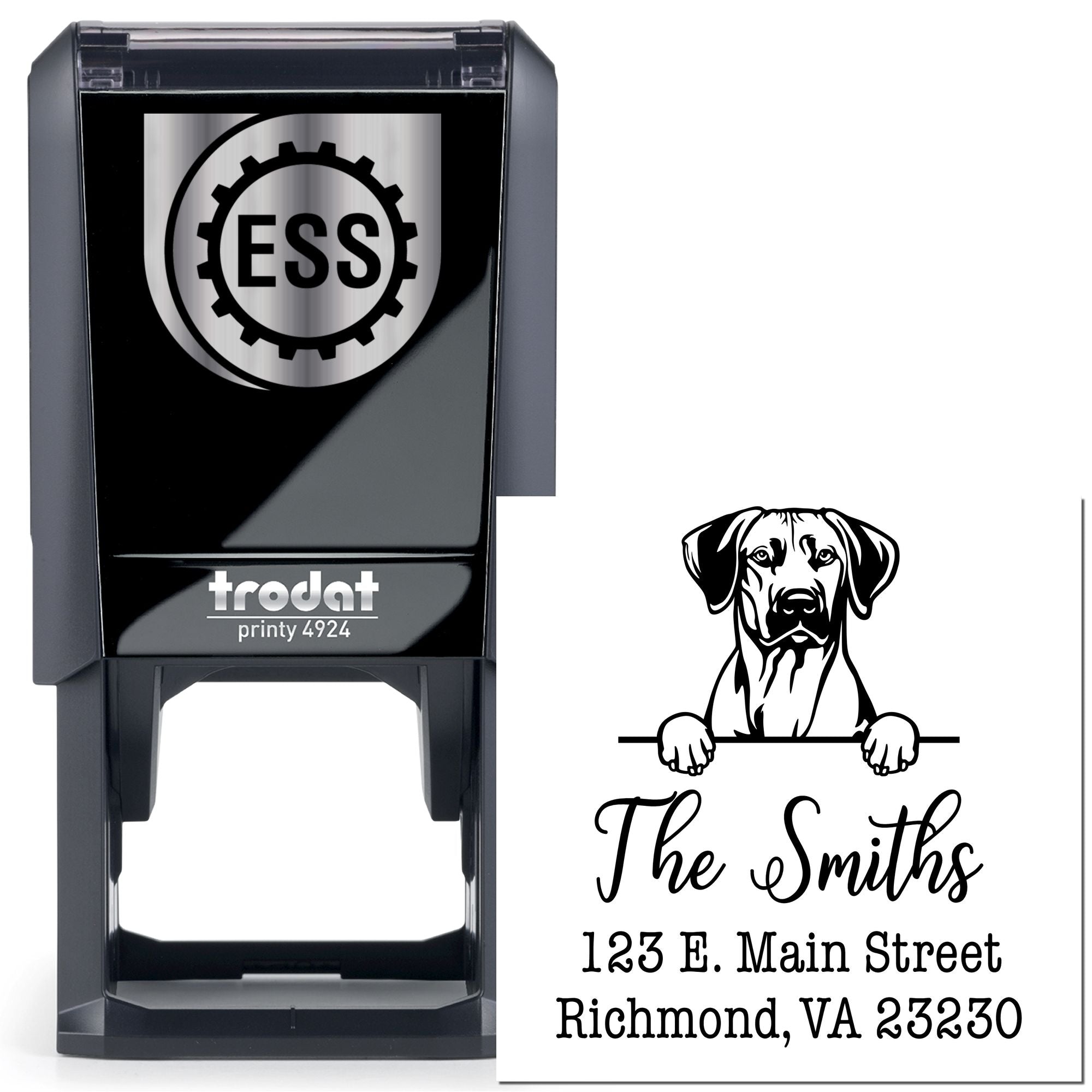 Self-Inking Rhodesian Ridgeback Handcrafted Address Rubber Stamp - Engineer Seal Stamps