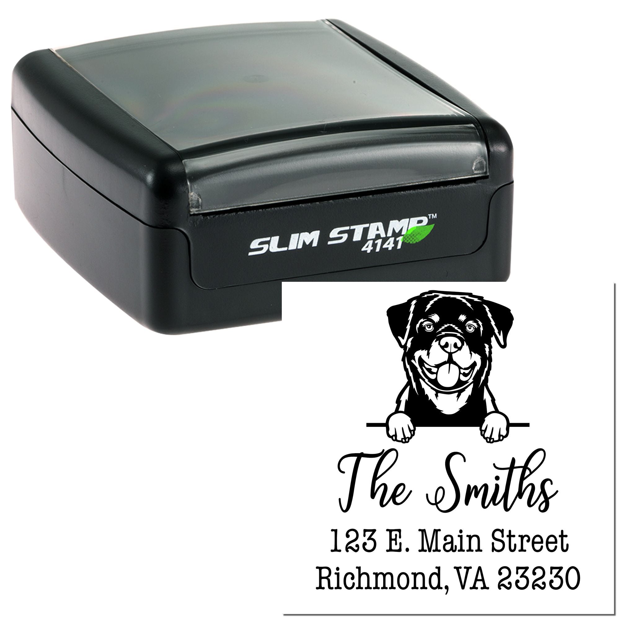 Slim Pre-Inked Rottweiler Personalized Mailing Rubber Stamp - Engineer Seal Stamps