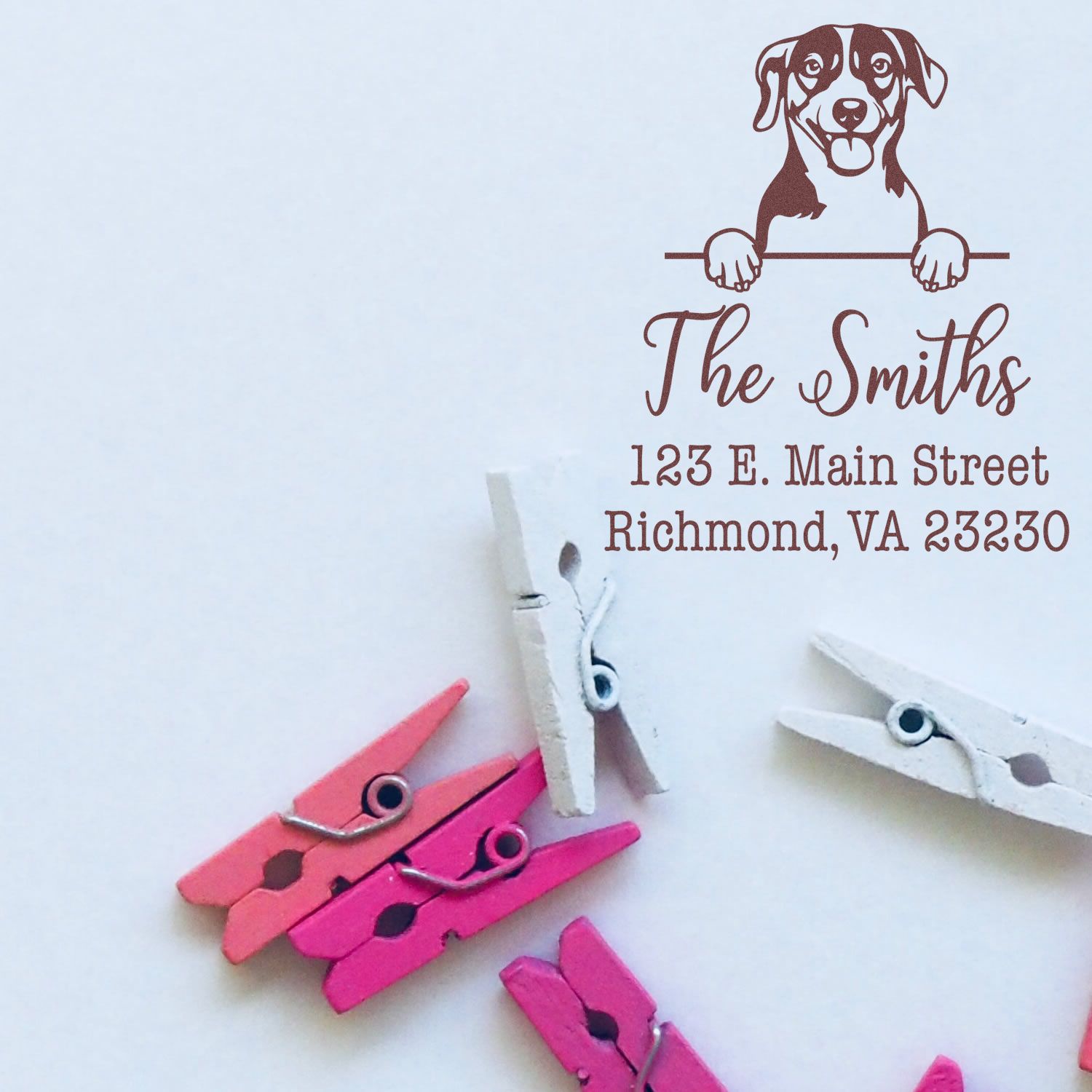 Wood Handle Russell Terrier Customizable House Address Stamper - Engineer Seal Stamps