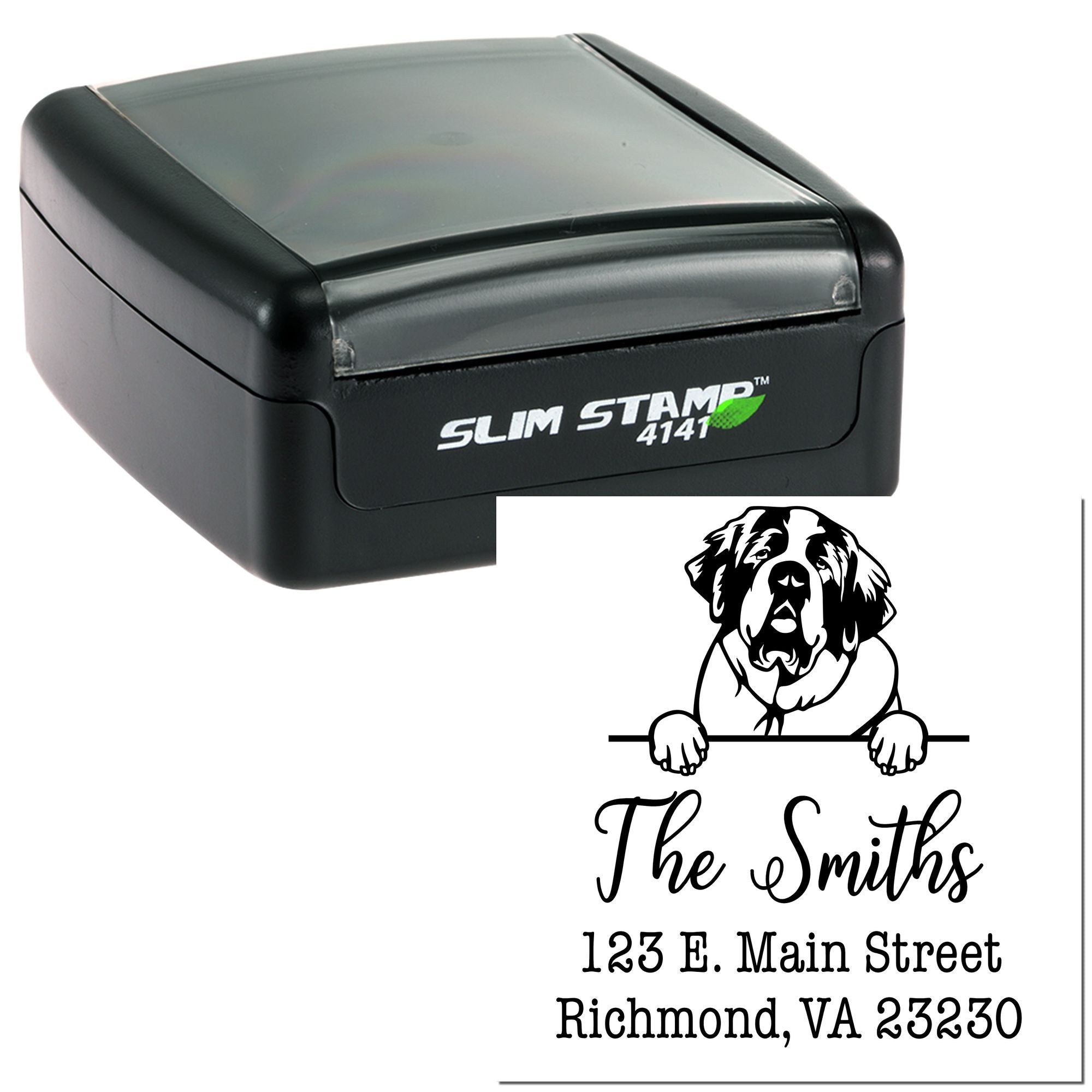 Slim Pre-Inked Saint Bernard Personalized Mailing Address Stamp - Engineer Seal Stamps
