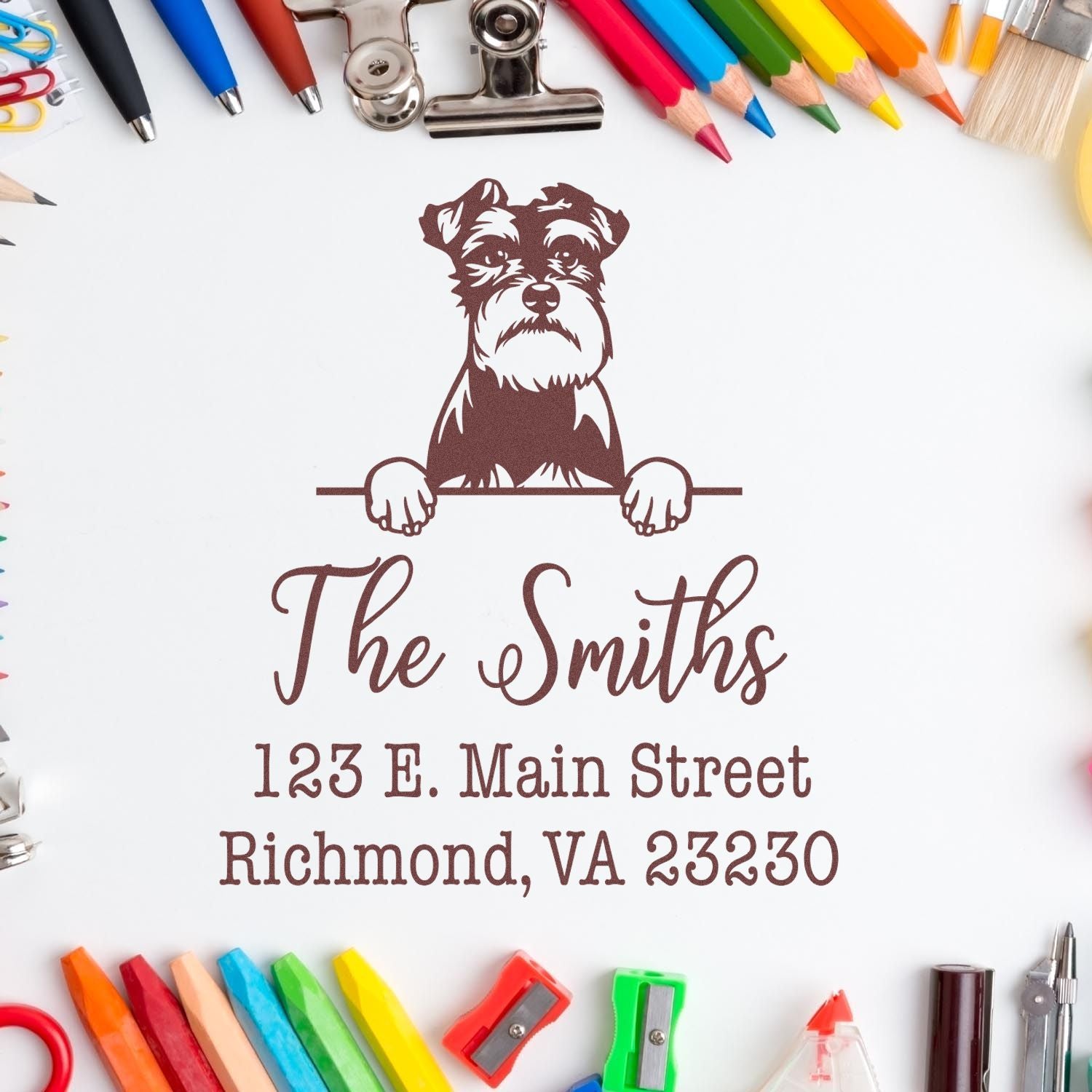 Wood Handle Schnauzer Customizable Inked Rubber Stamp - Engineer Seal Stamps