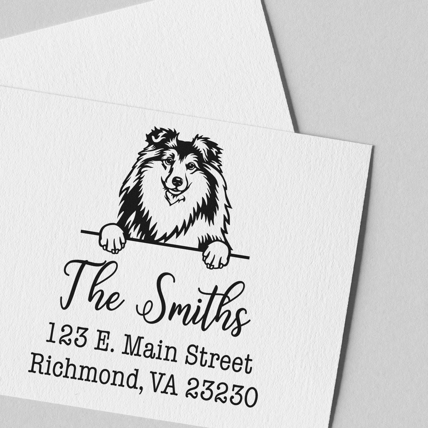 PSI Pre-Inked Shetland Sheepdog Personalizable Home Address Stamper - Engineer Seal Stamps