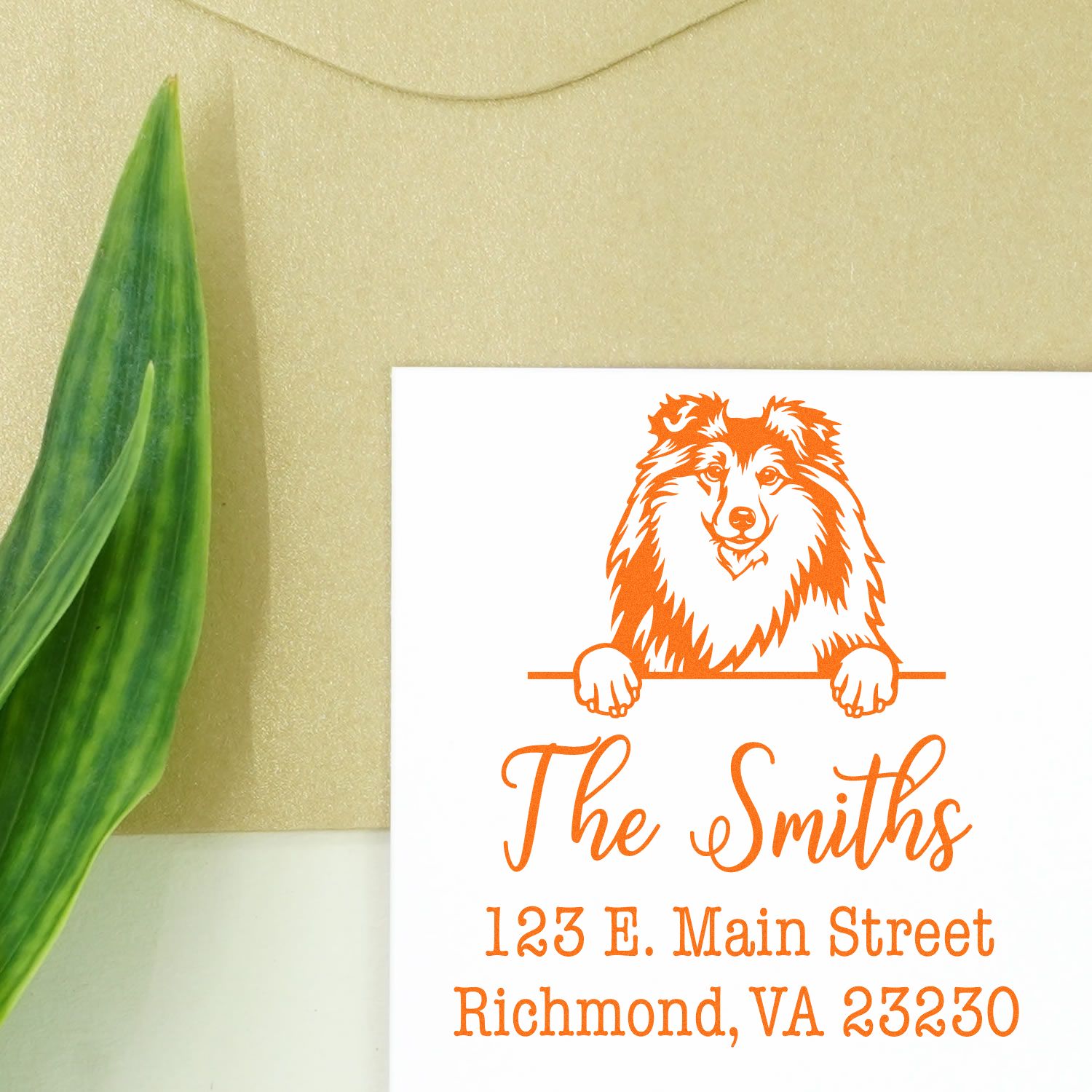 PSI Pre-Inked Shetland Sheepdog Personalizable Home Address Stamper - Engineer Seal Stamps