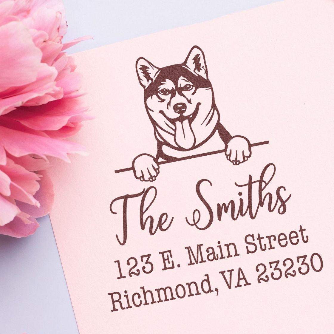 Self-Inking Shiba Inu Handcrafted Address Stamp for Envelopes - Engineer Seal Stamps