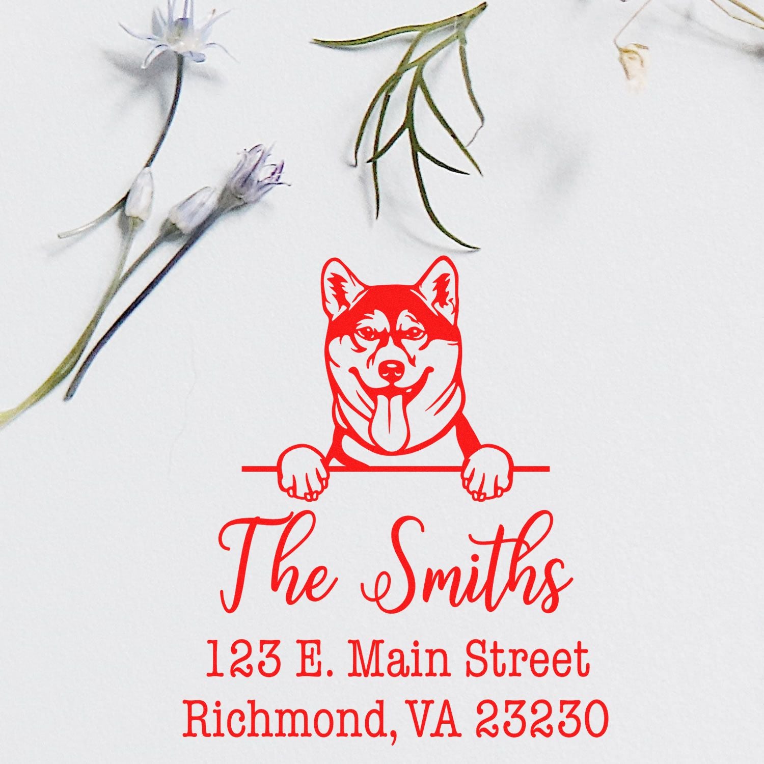 PSI Pre-Inked Shiba Inu Personalizable House Address Rubber Stamp - Engineer Seal Stamps
