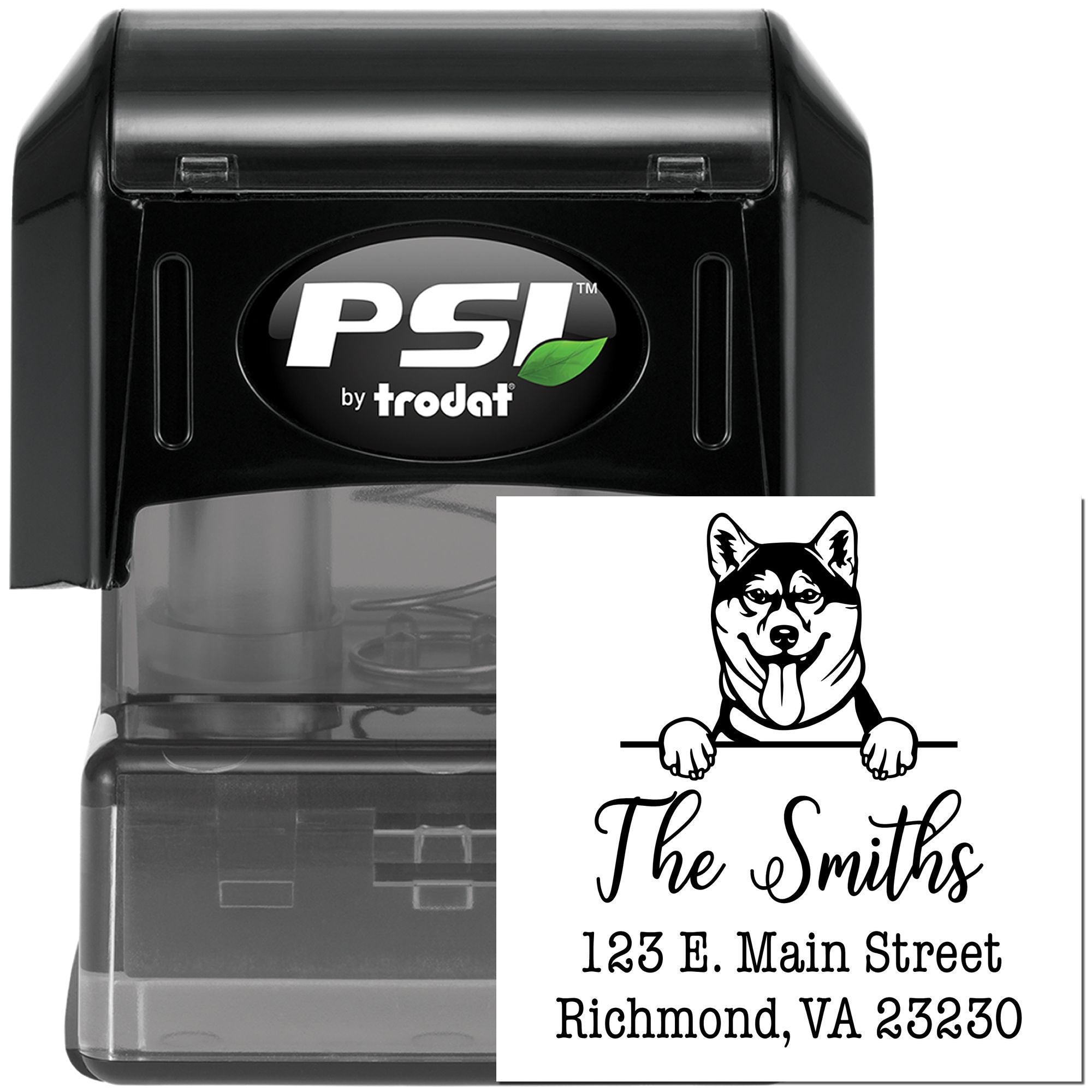 PSI Pre-Inked Shiba Inu Personalizable House Address Rubber Stamp - Engineer Seal Stamps
