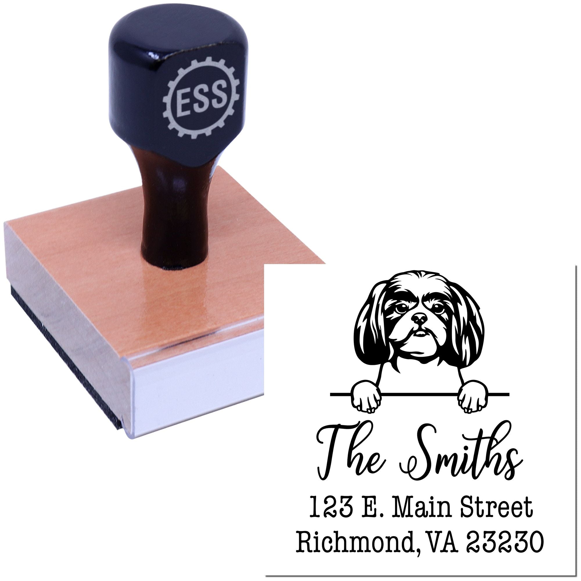 Wood Handle Shitzu Customizable Inked Stamper - Engineer Seal Stamps