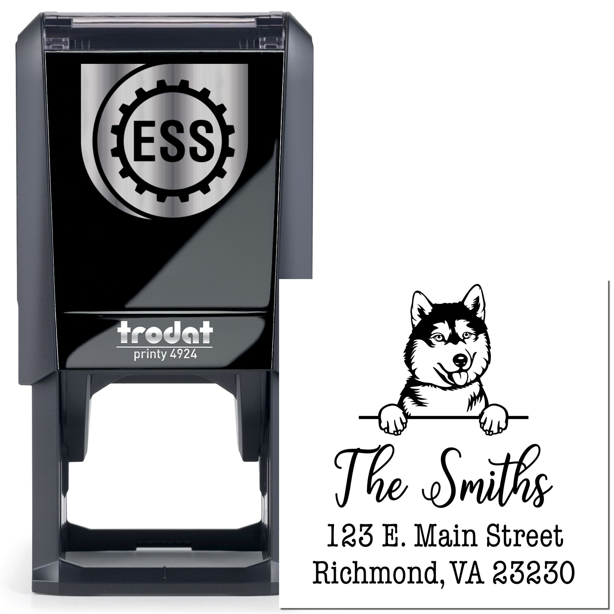 Self-Inking Siberian Husky Handcrafted Address Stamper - Engineer Seal Stamps