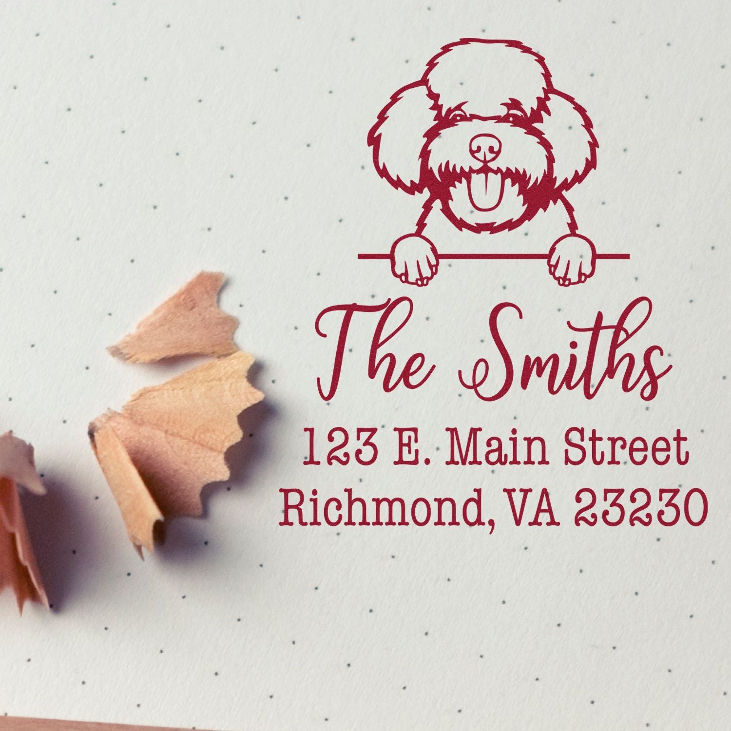 Wood Handle Toy Poodle Customizable Mail Label Rubber Stamp - Engineer Seal Stamps