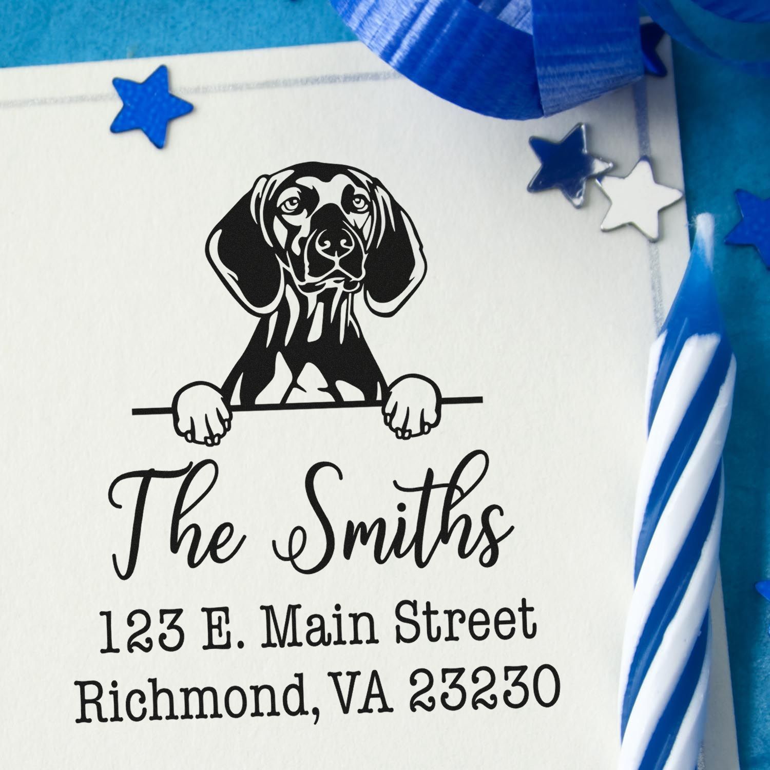 Slim Pre-Inked Vizslas Personalized Mail Address Stamp - Engineer Seal Stamps