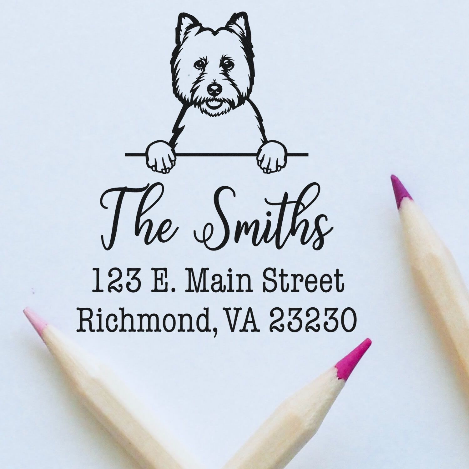 Self-Inking West Highland White Terrier Handcrafted Custom Return Address Stamp for Envelopes - Engineer Seal Stamps