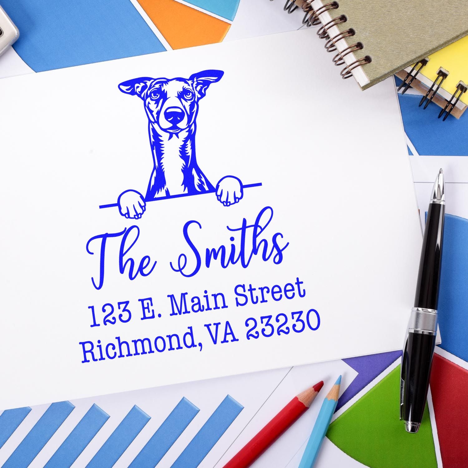 Self-Inking Whippet Handcrafted Custom Return Address Stamper - Engineer Seal Stamps