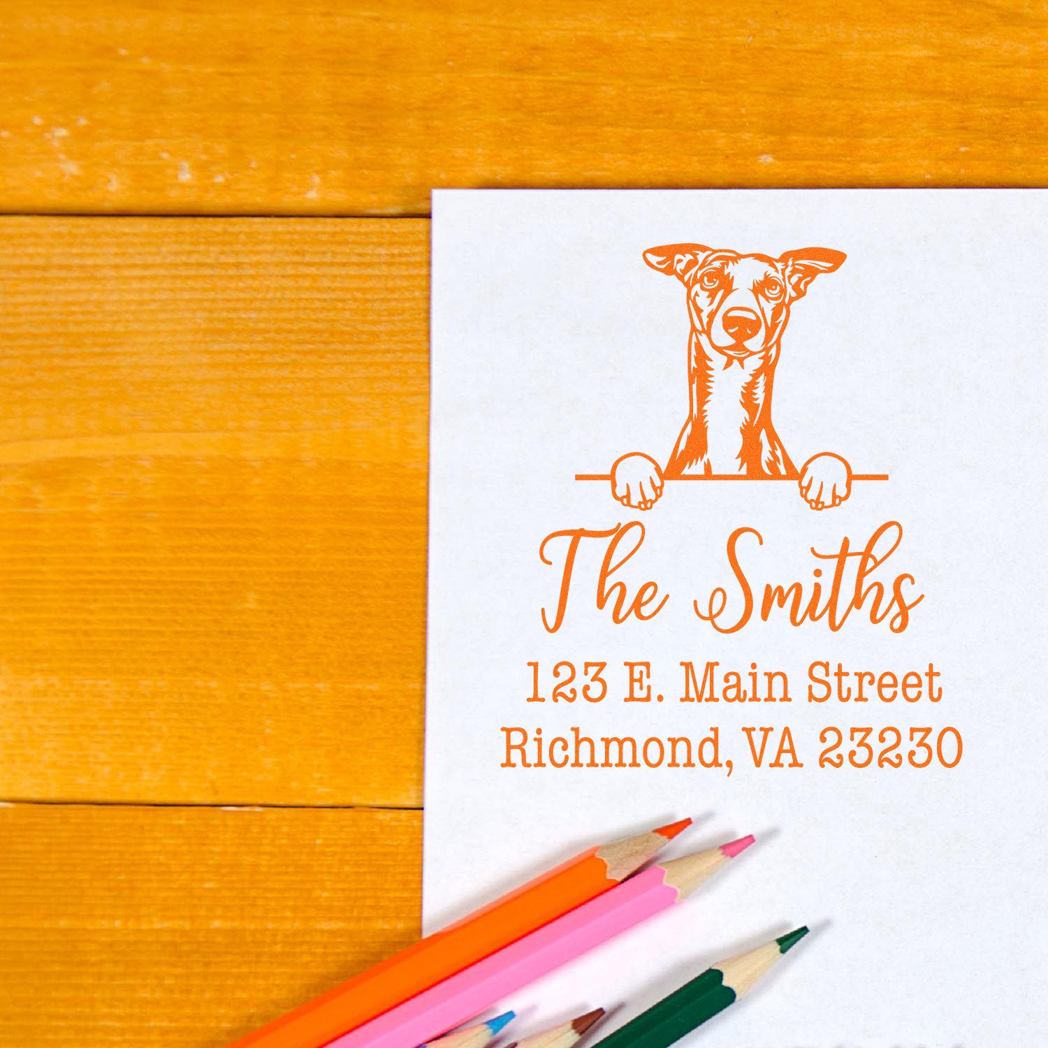 Self-Inking Whippet Handcrafted Custom Return Address Stamper - Engineer Seal Stamps