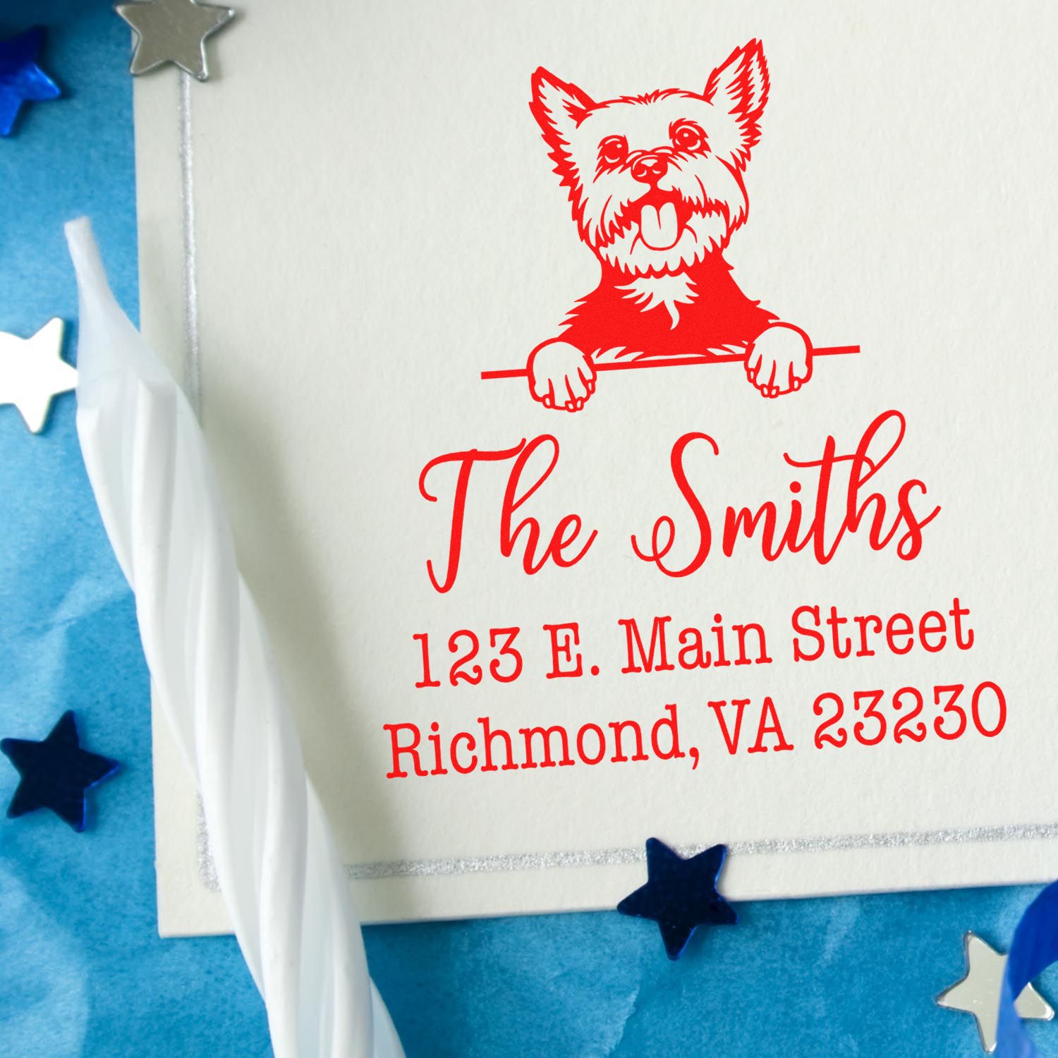 Self-Inking Yorkie Handcrafted Dog Design Address Rubber Stamp - Engineer Seal Stamps