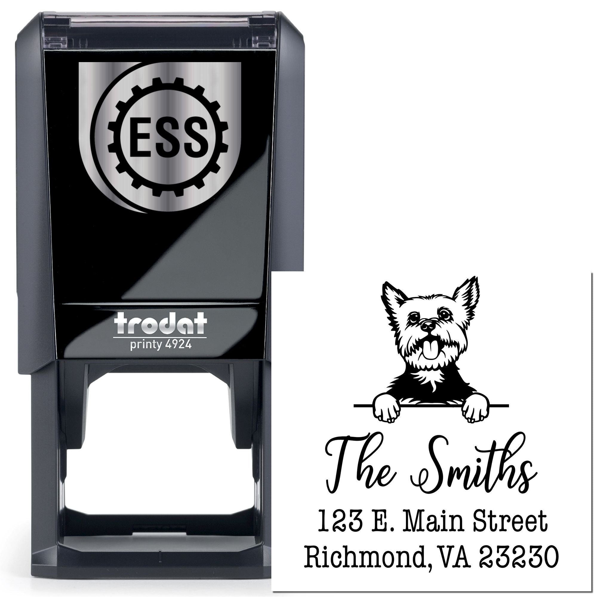 Self-Inking Yorkie Handcrafted Dog Design Address Rubber Stamp - Engineer Seal Stamps