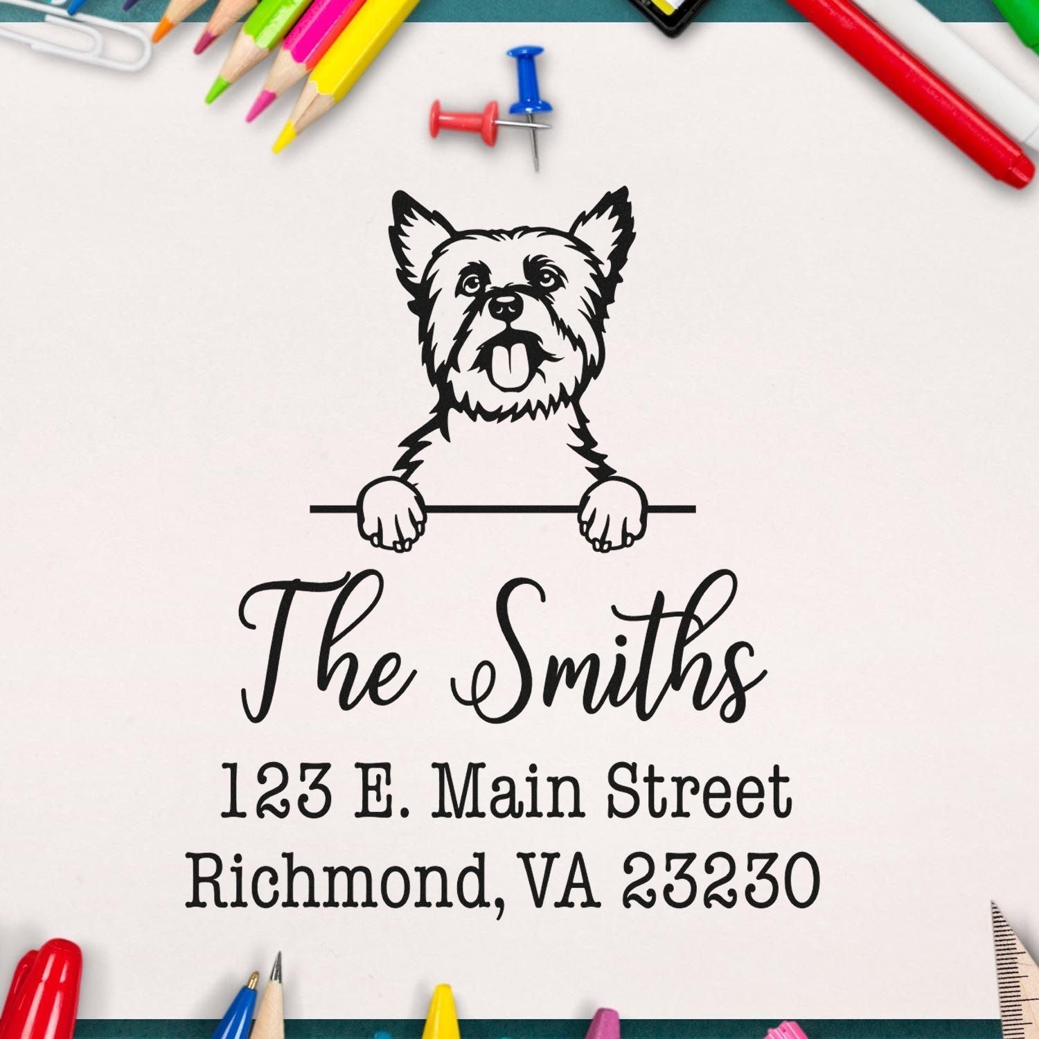 Self-Inking Yorkshire Terrier Handcrafted Dog Design Address Stamp - Engineer Seal Stamps