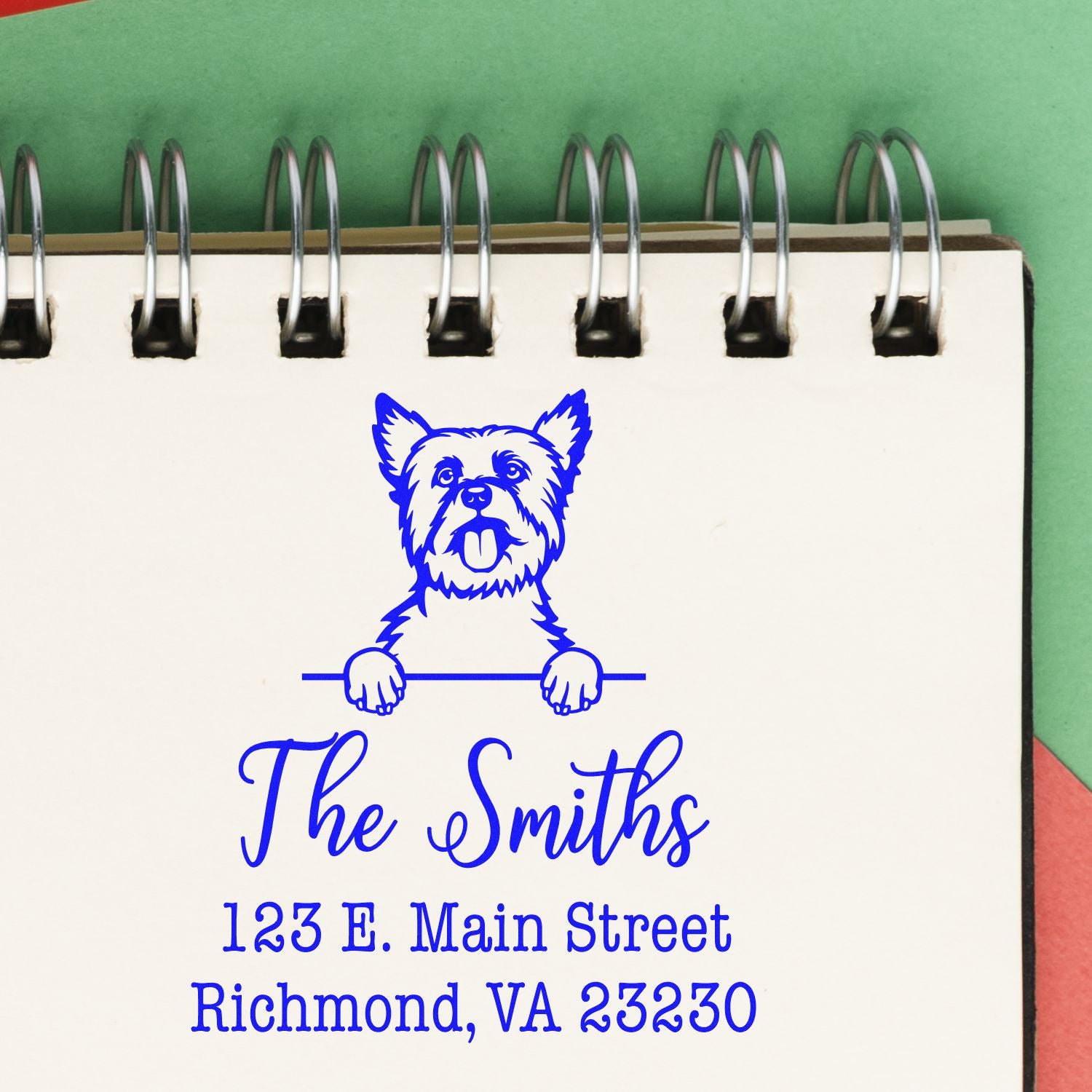 Slim Pre-Inked Yorkshire Terrier Personalized Home Address Rubber Stamp - Engineer Seal Stamps