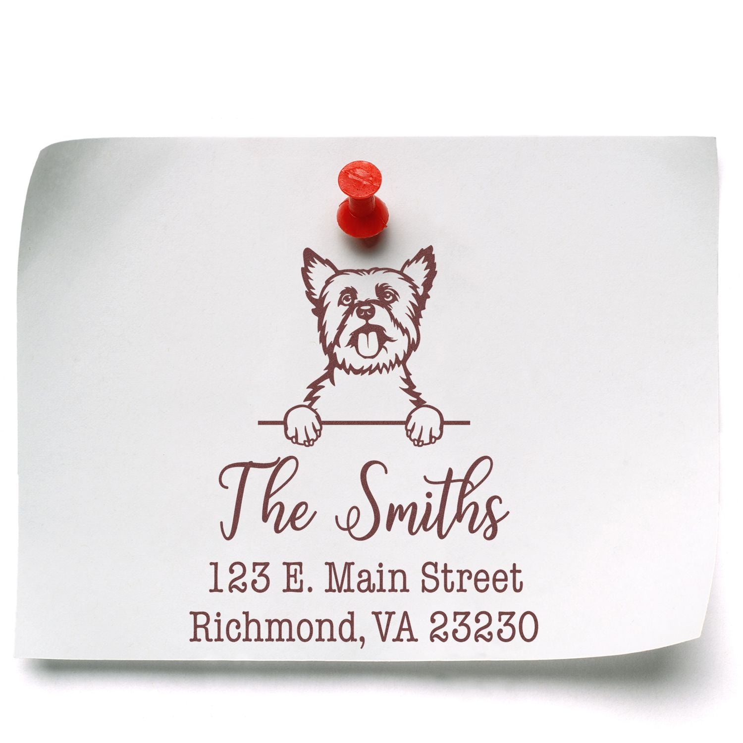 Slim Pre-Inked Yorkshire Terrier Personalized Home Address Rubber Stamp - Engineer Seal Stamps