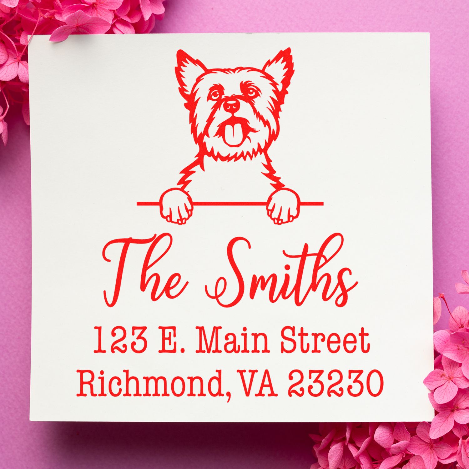 PSI Pre-Inked Yorkshire Terrier Personalizable Mail Label Rubber Stamp - Engineer Seal Stamps