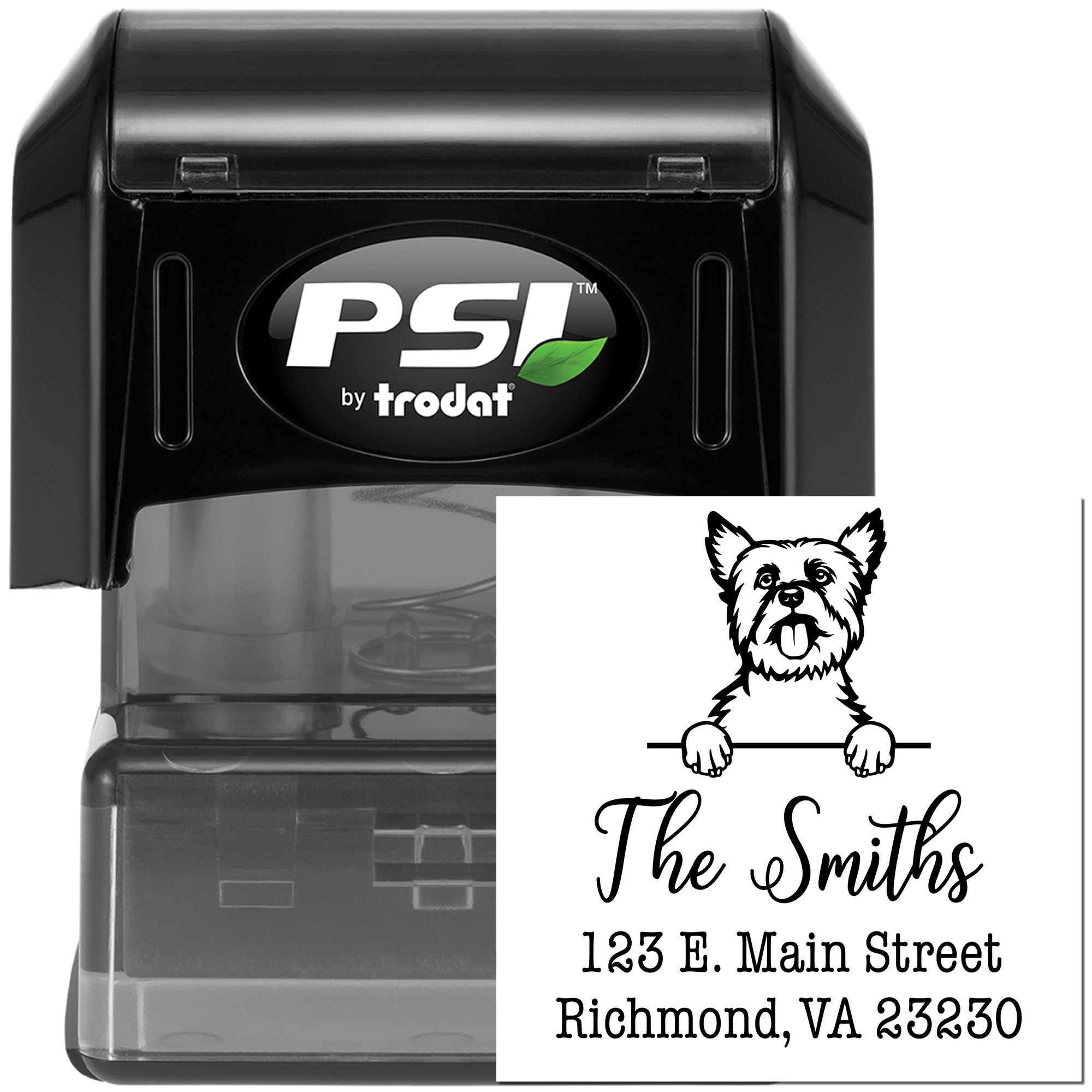 PSI Pre-Inked Yorkshire Terrier Personalizable Mail Label Rubber Stamp - Engineer Seal Stamps