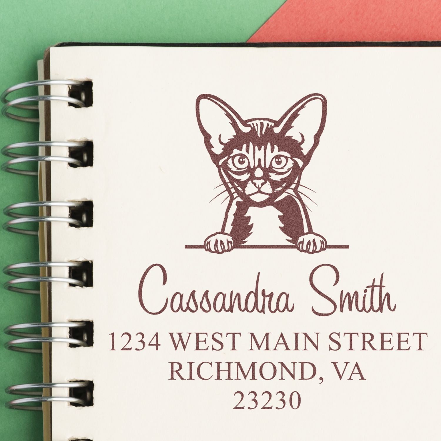 Pre-Inked Abyssinian Cat Customized Round Address Stamps Stamp - Engineer Seal Stamps